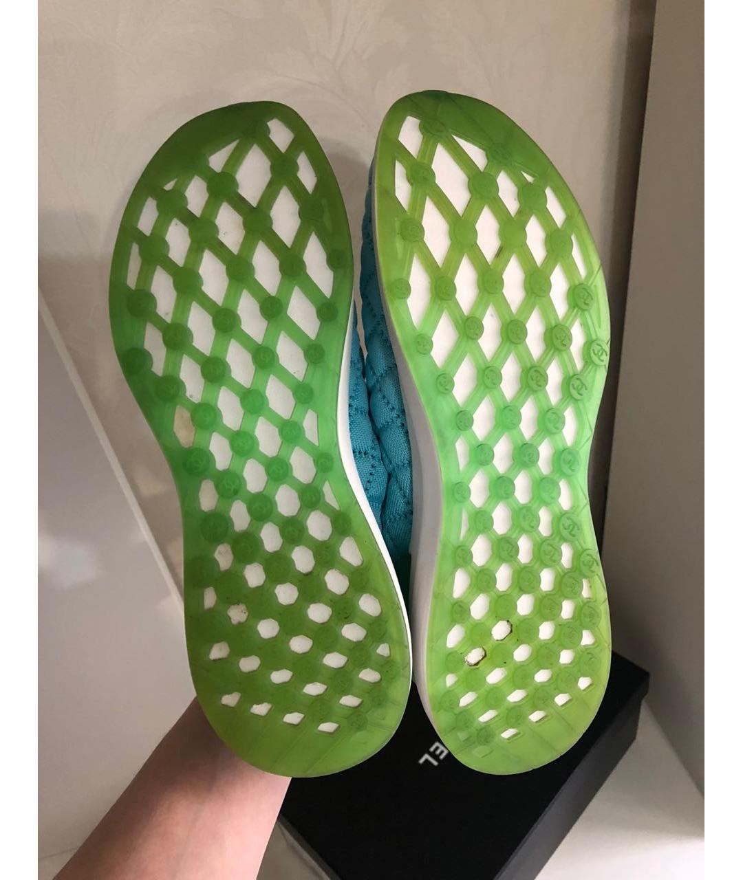 CHANEL Бирюзовые текстильные кроссовки, фото 7