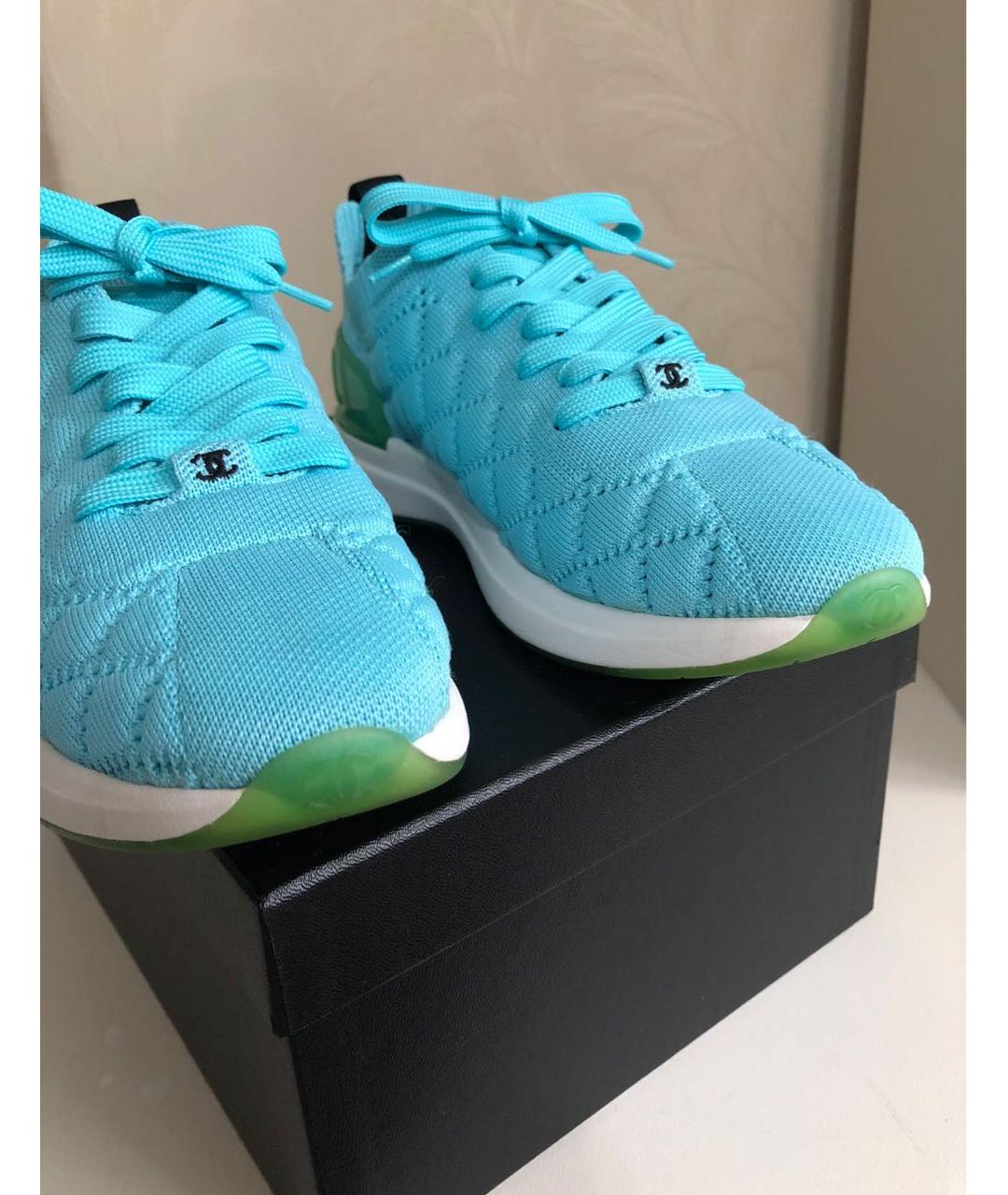 CHANEL Бирюзовые текстильные кроссовки, фото 3