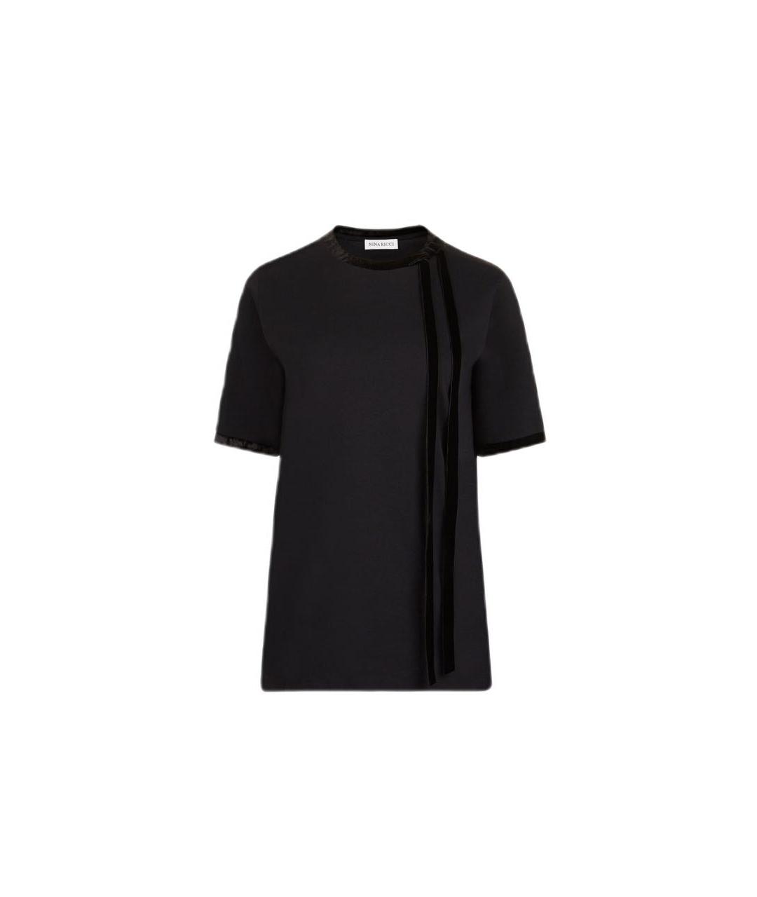 NINA RICCI Черная хлопковая футболка, фото 3