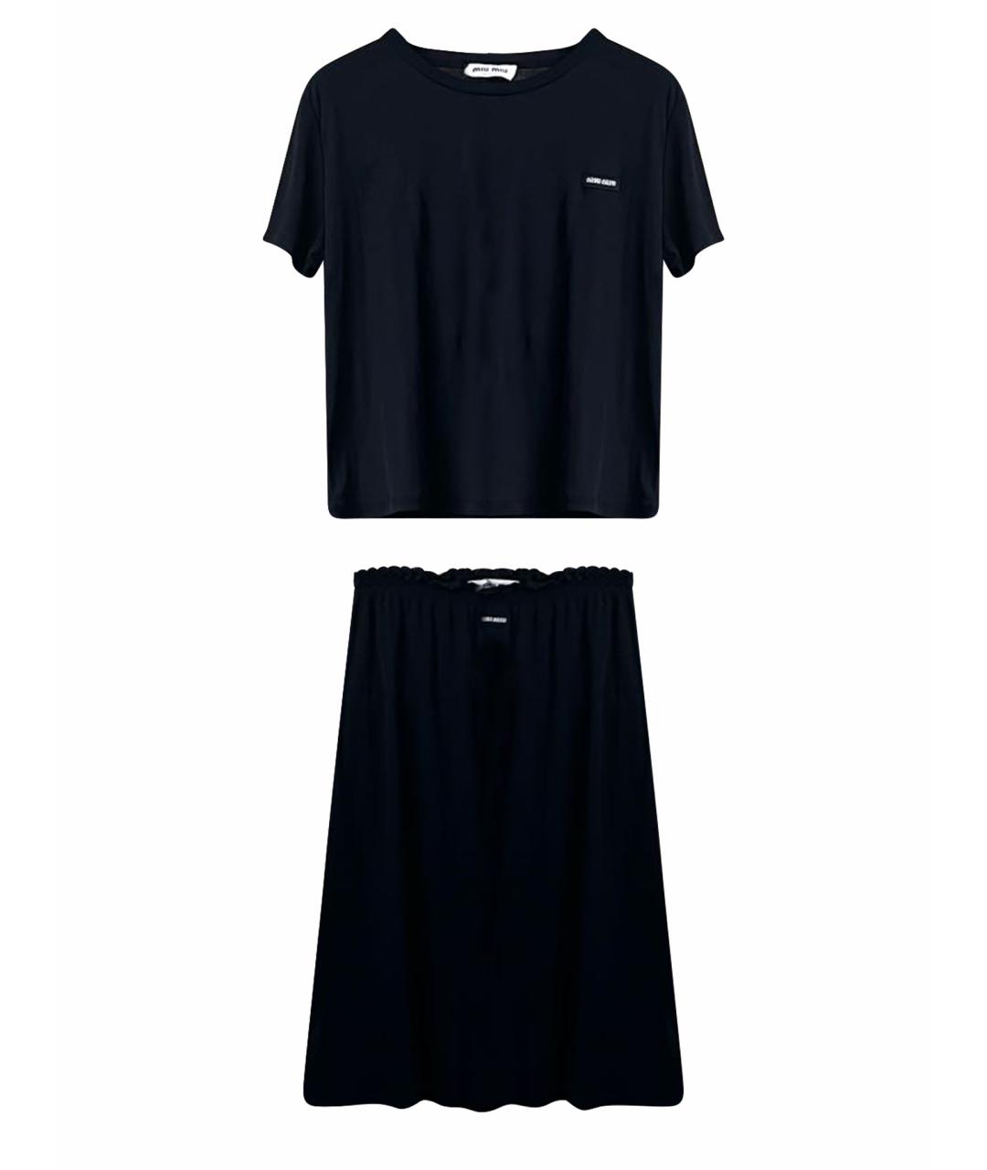 MIU MIU Черный хлопковый костюм с юбками, фото 1