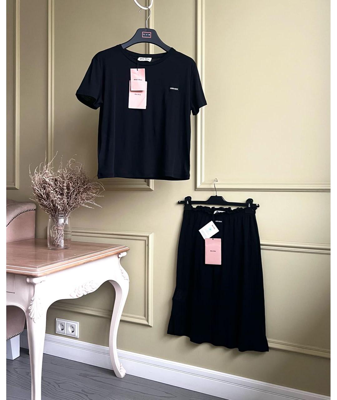 MIU MIU Черный хлопковый костюм с юбками, фото 9