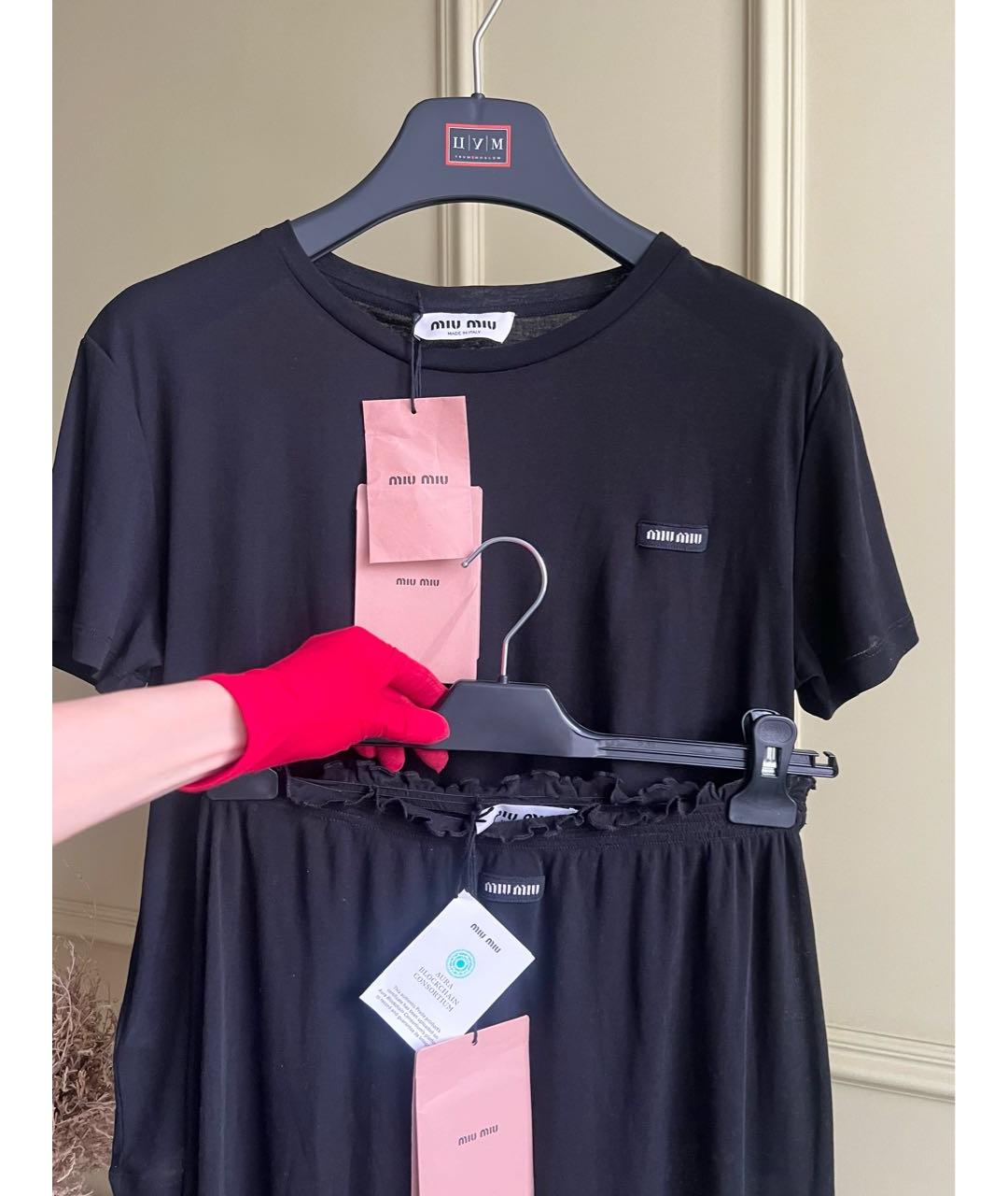 MIU MIU Черный хлопковый костюм с юбками, фото 2