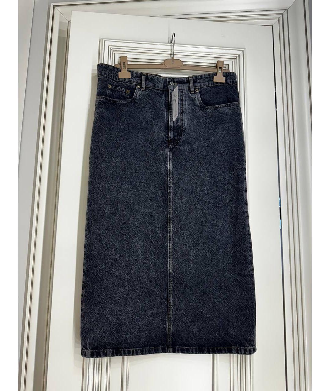 MIU MIU Черная деним юбка миди, фото 6