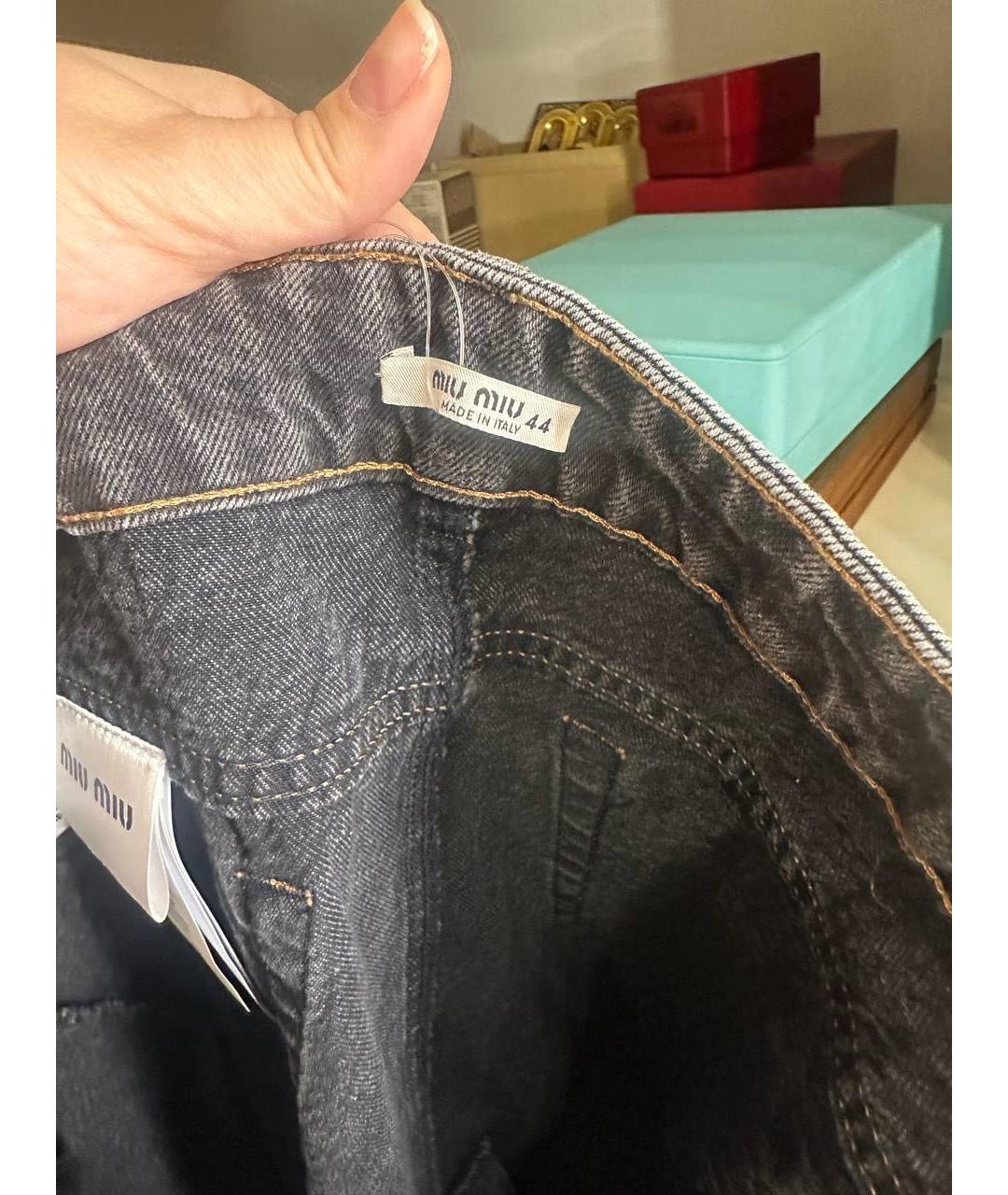 MIU MIU Черная деним юбка миди, фото 4