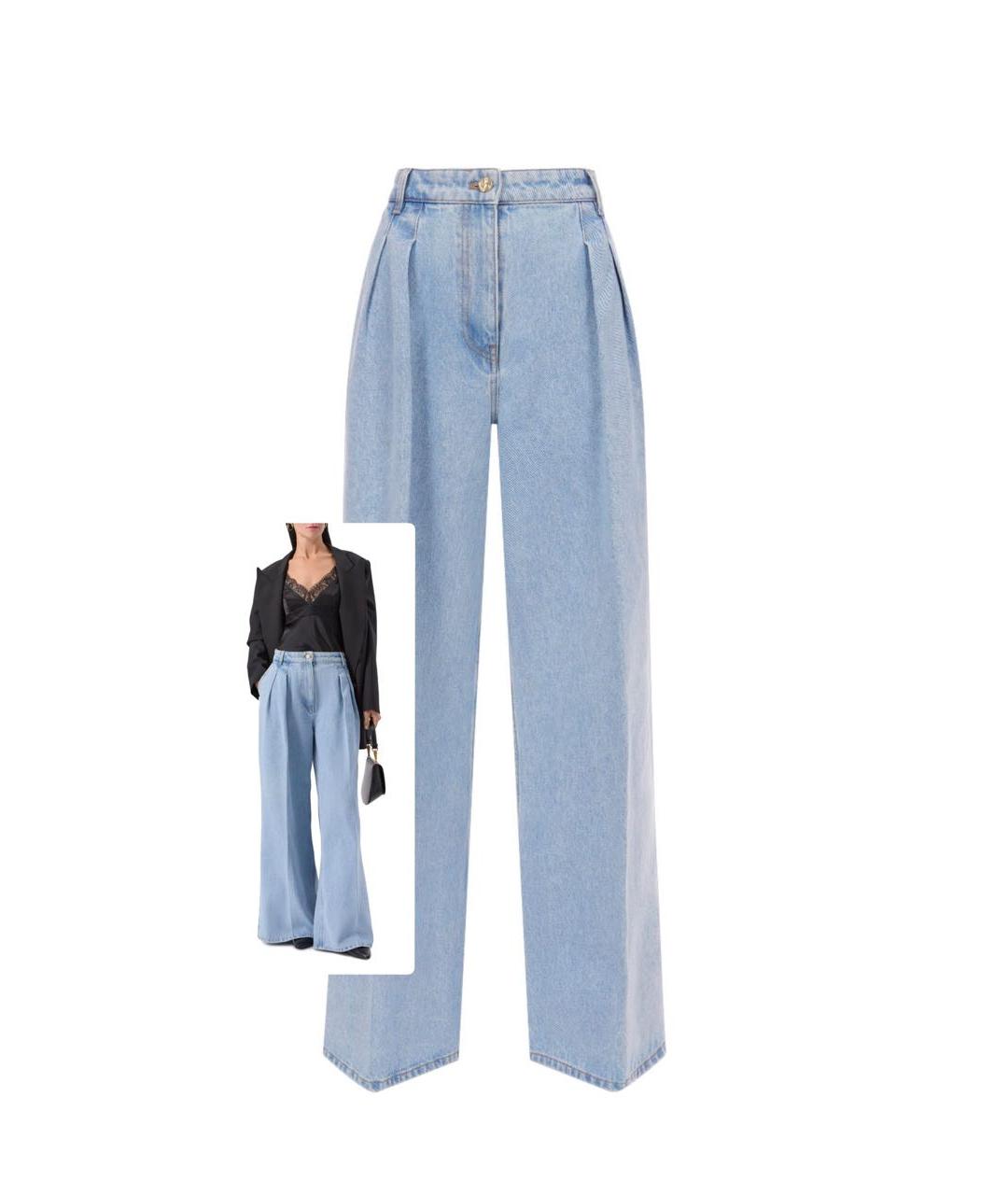 NINA RICCI Голубые хлопковые прямые джинсы, фото 2