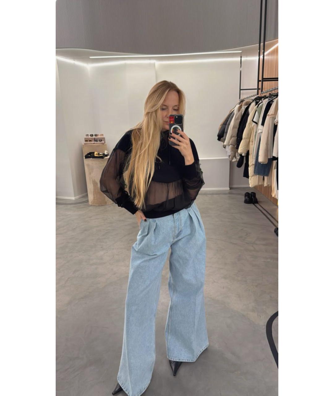 NINA RICCI Голубые хлопковые прямые джинсы, фото 3