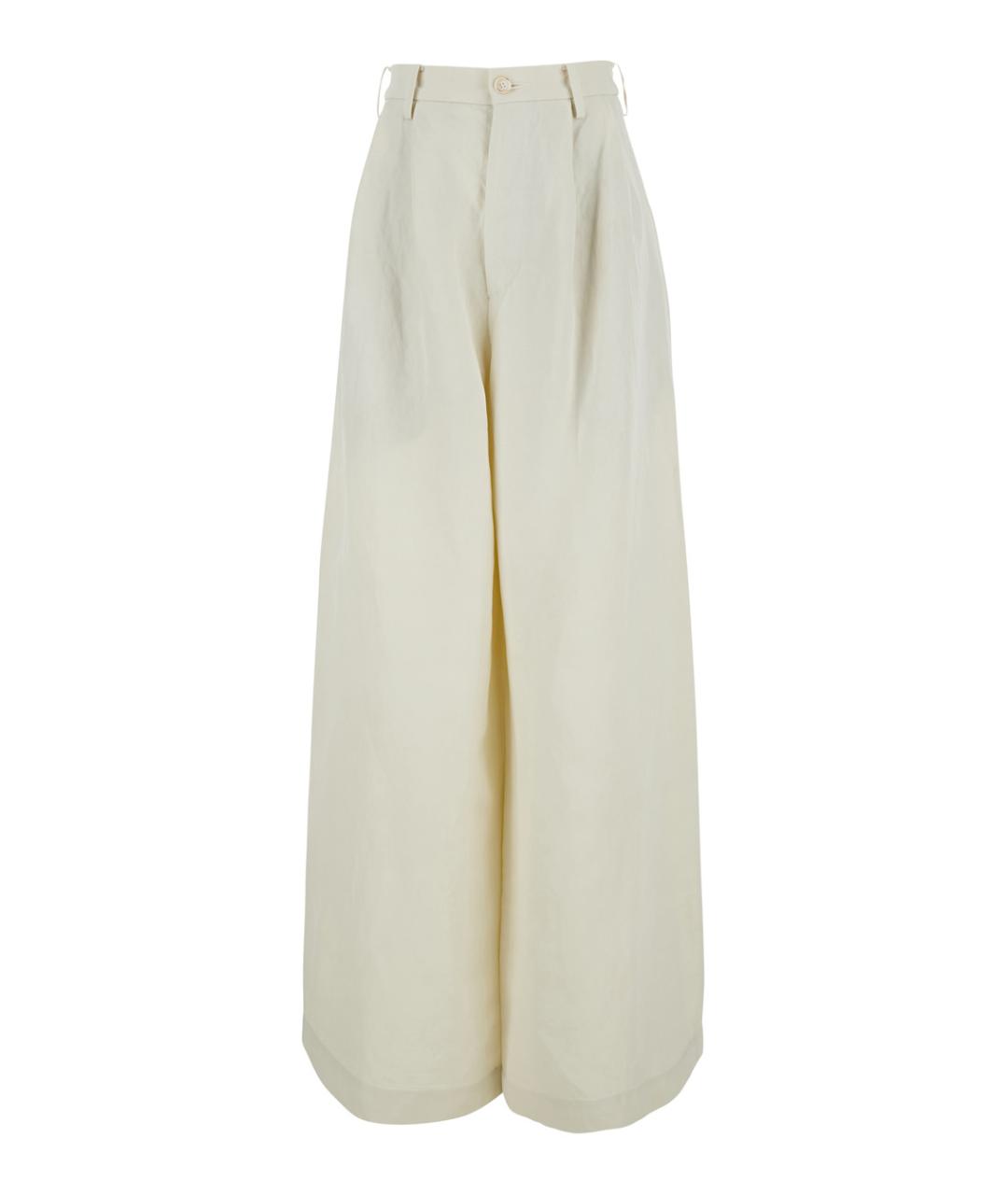 UMA WANG Белые вискозные прямые брюки, фото 1