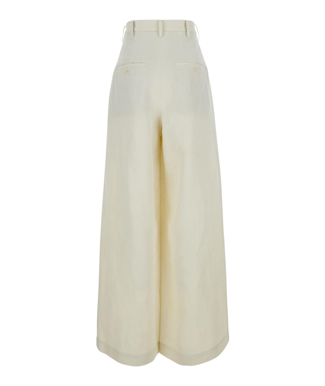 UMA WANG Белые вискозные прямые брюки, фото 2