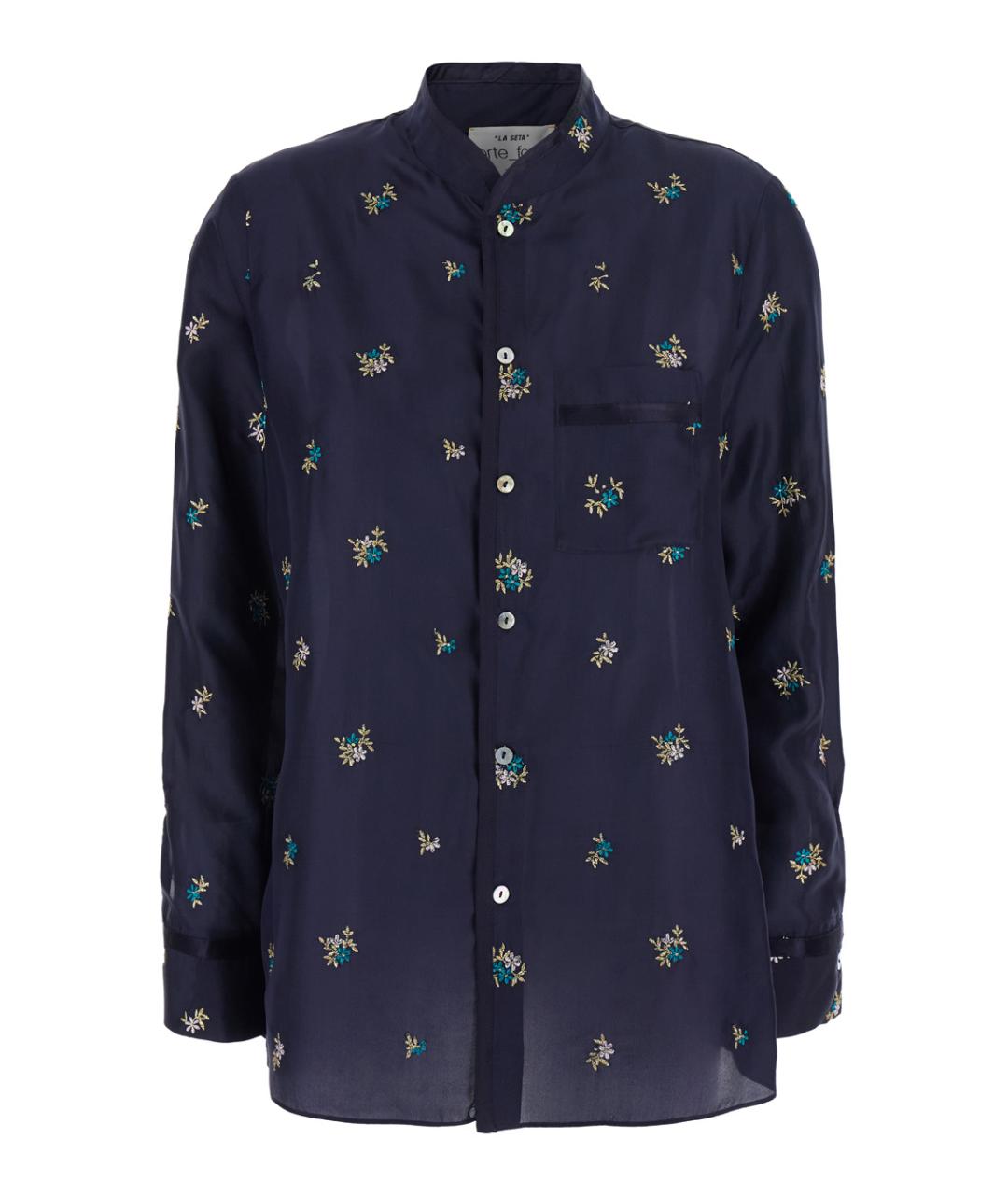 FORTE FORTE Синяя шелковая рубашка, фото 1
