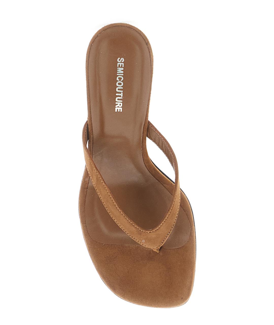 SEMICOUTURE Бежевые замшевые сандалии, фото 4