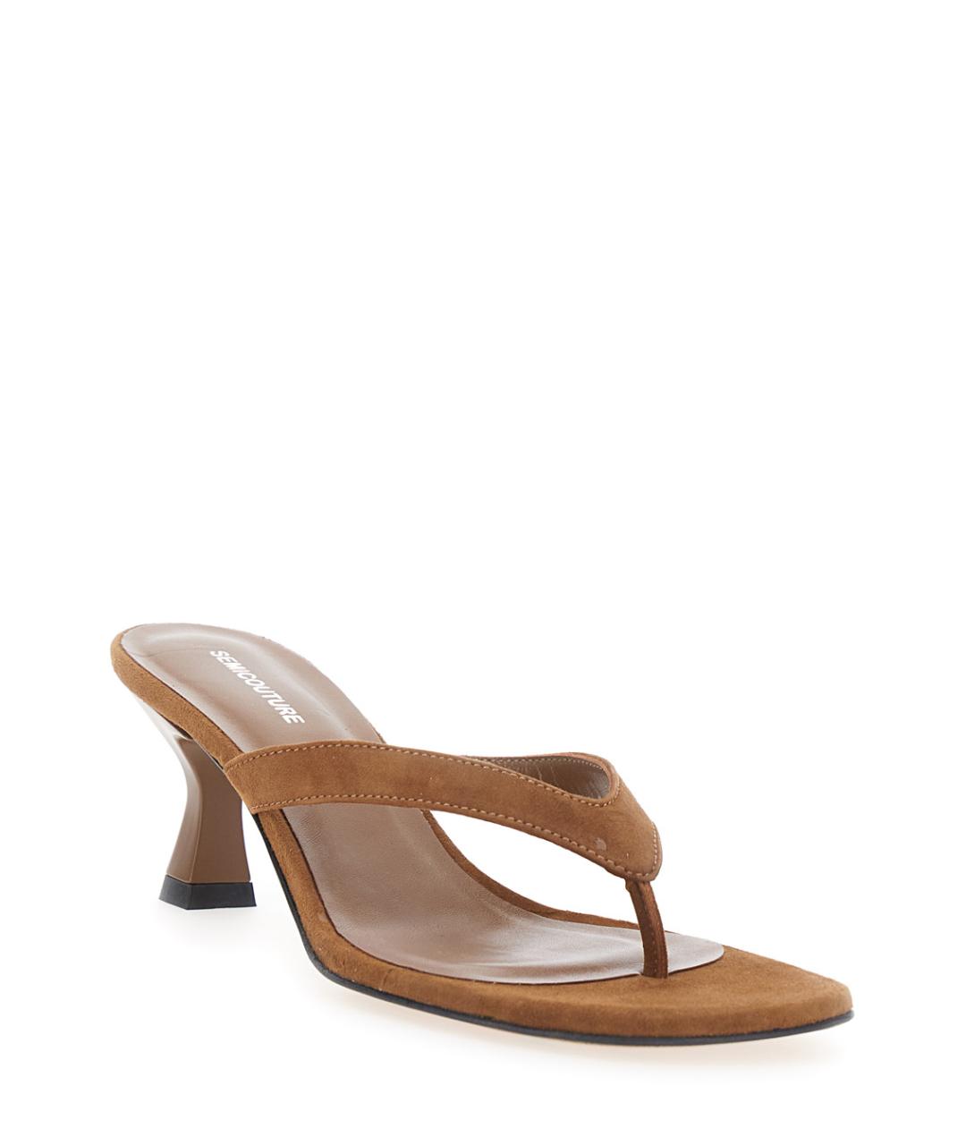 SEMICOUTURE Бежевые замшевые сандалии, фото 2