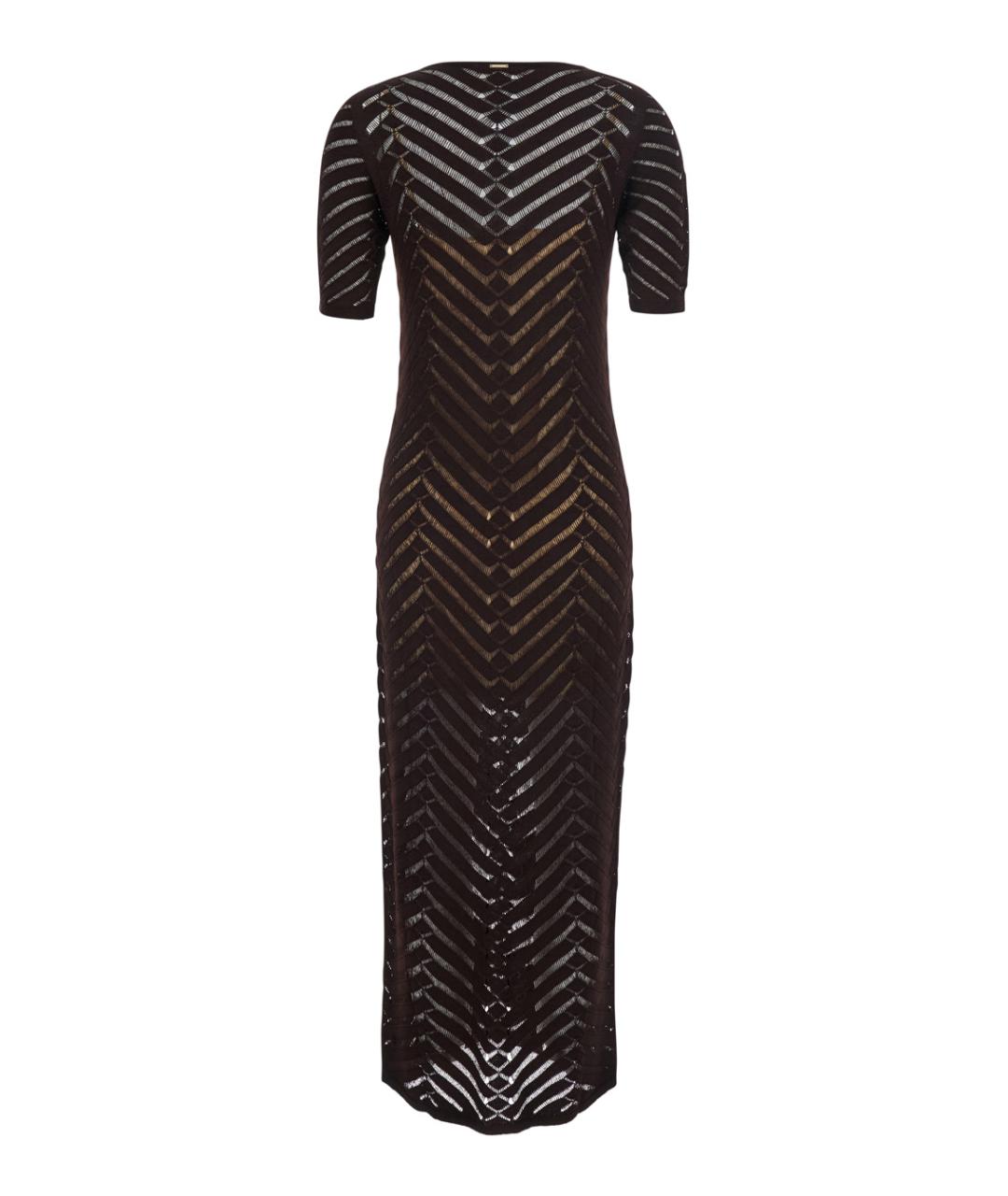 TWIN-SET Коричневое вискозное повседневное платье, фото 2