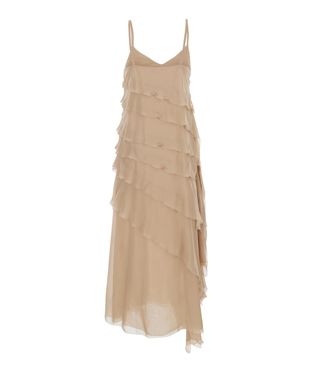 ANTONELLI Бежевое шелковое повседневное платье, фото 2