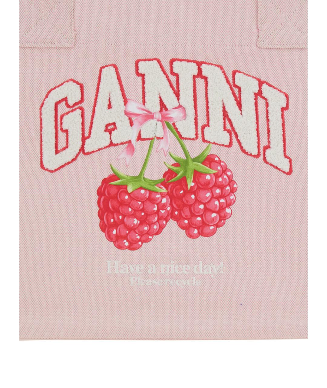 GANNI Розовая тканевая сумка тоут, фото 3