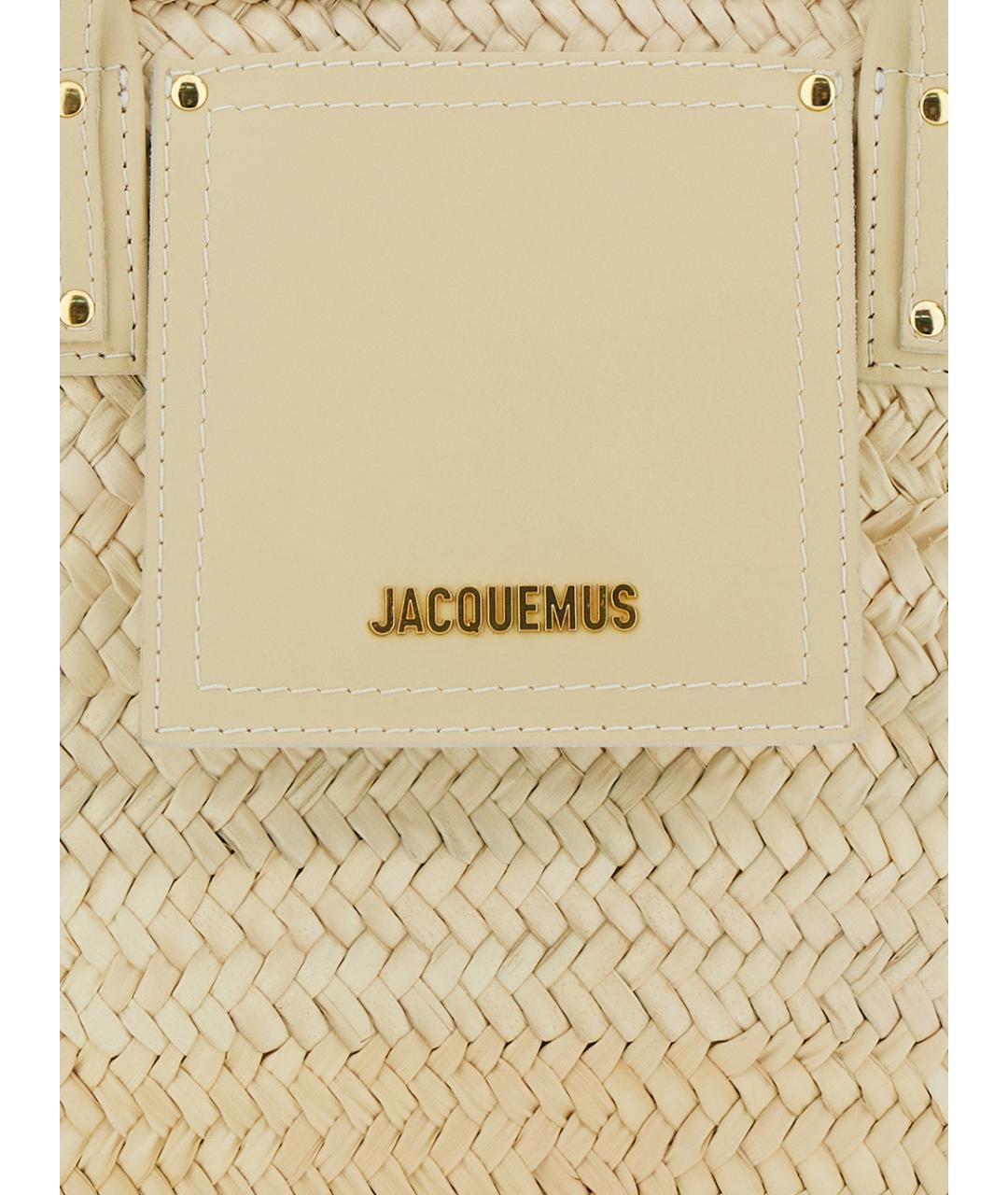 JACQUEMUS Бежевая пелетеная сумка тоут, фото 3