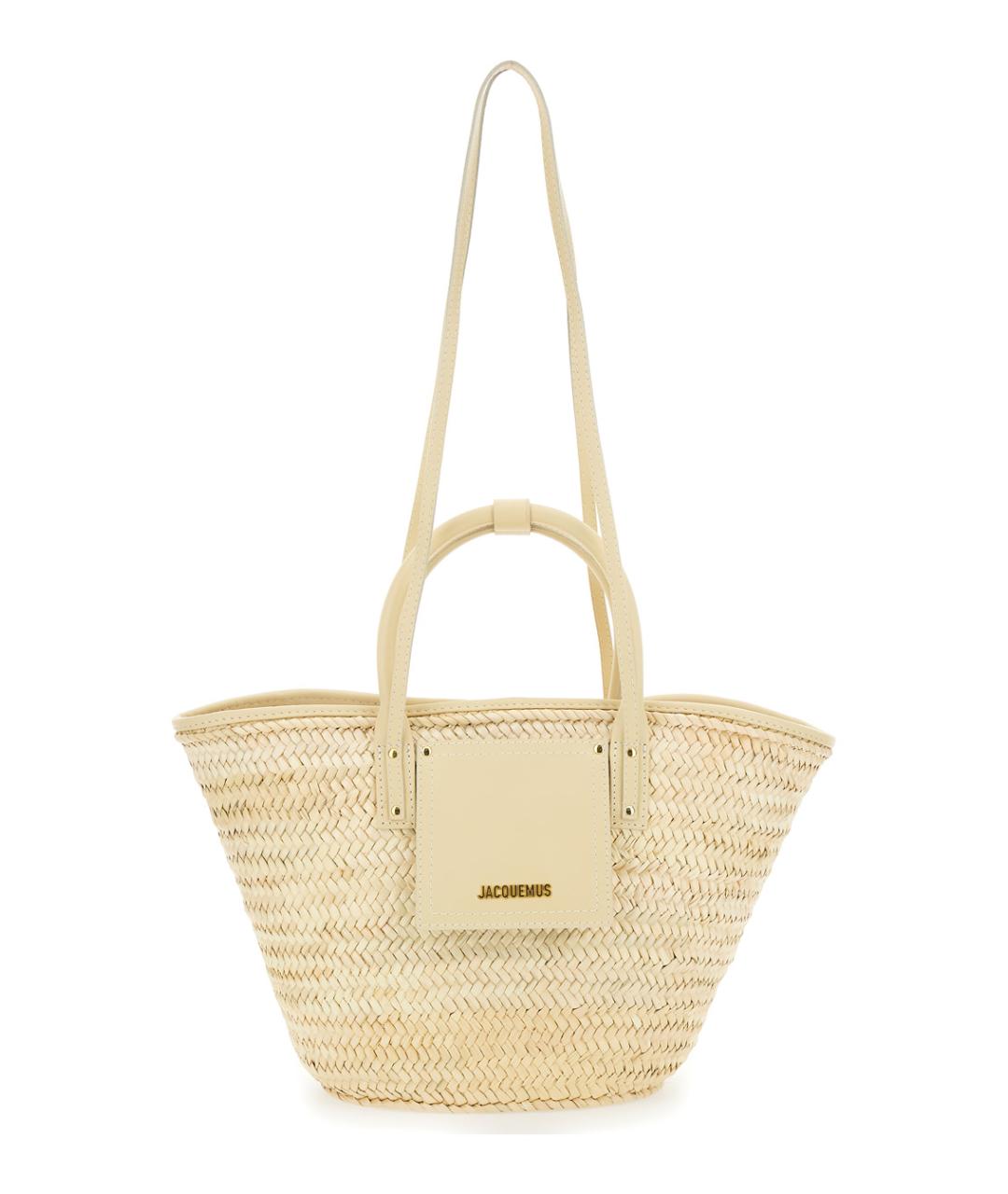 JACQUEMUS Бежевая пелетеная сумка тоут, фото 1