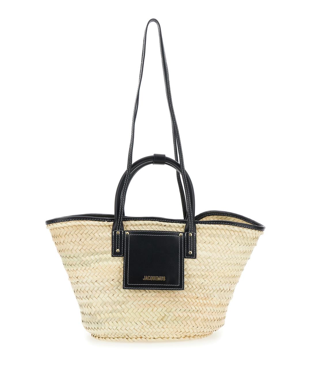 JACQUEMUS Бежевая пелетеная сумка тоут, фото 1