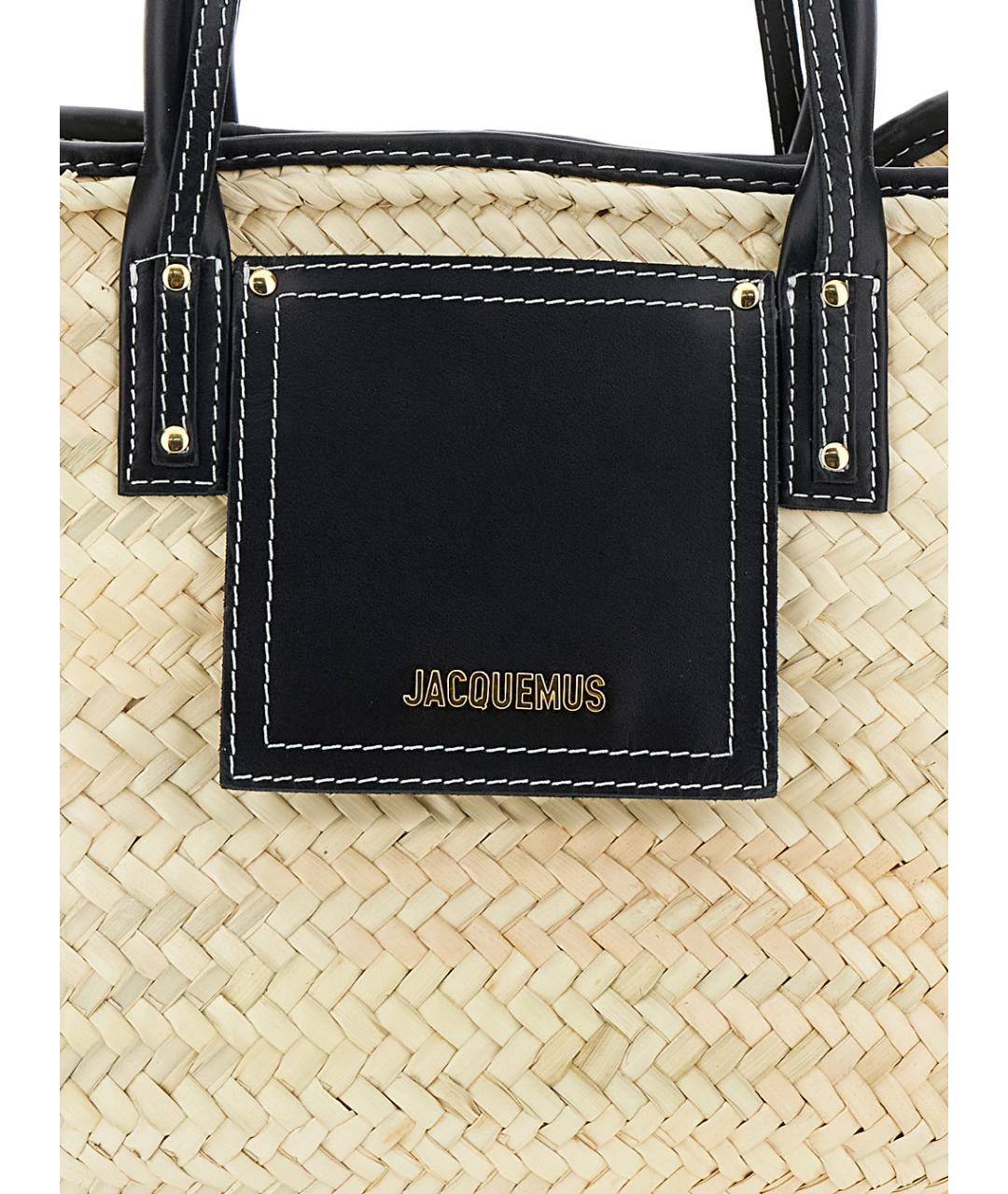 JACQUEMUS Бежевая пелетеная сумка тоут, фото 3