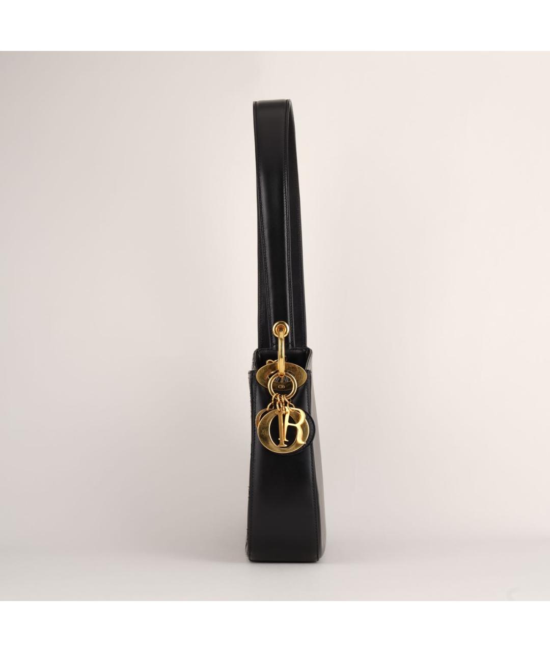 CHRISTIAN DIOR Черная кожаная сумка с короткими ручками, фото 3