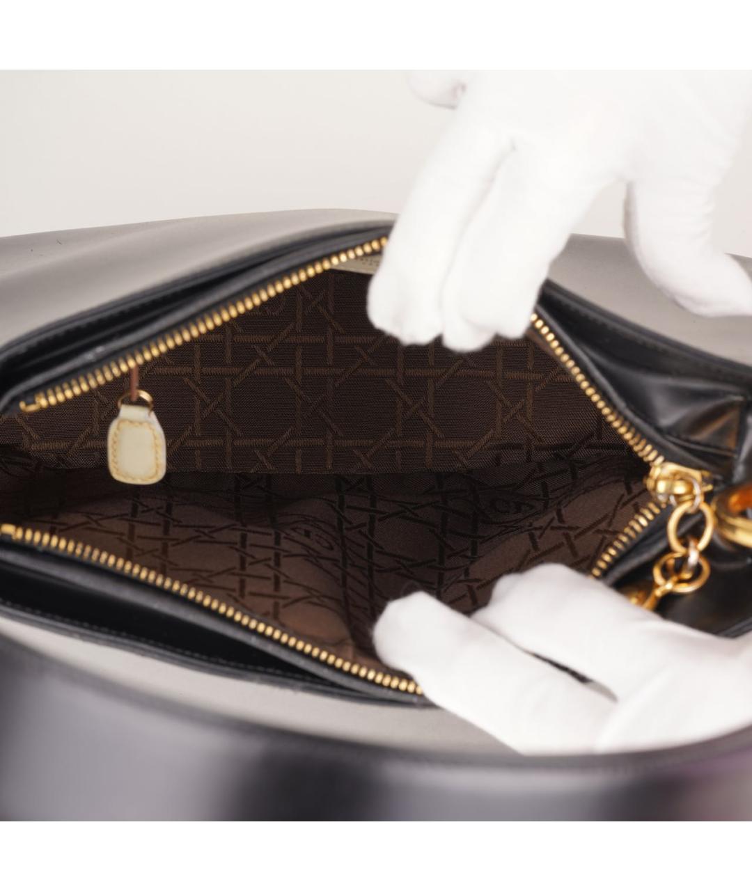 CHRISTIAN DIOR Черная кожаная сумка с короткими ручками, фото 7