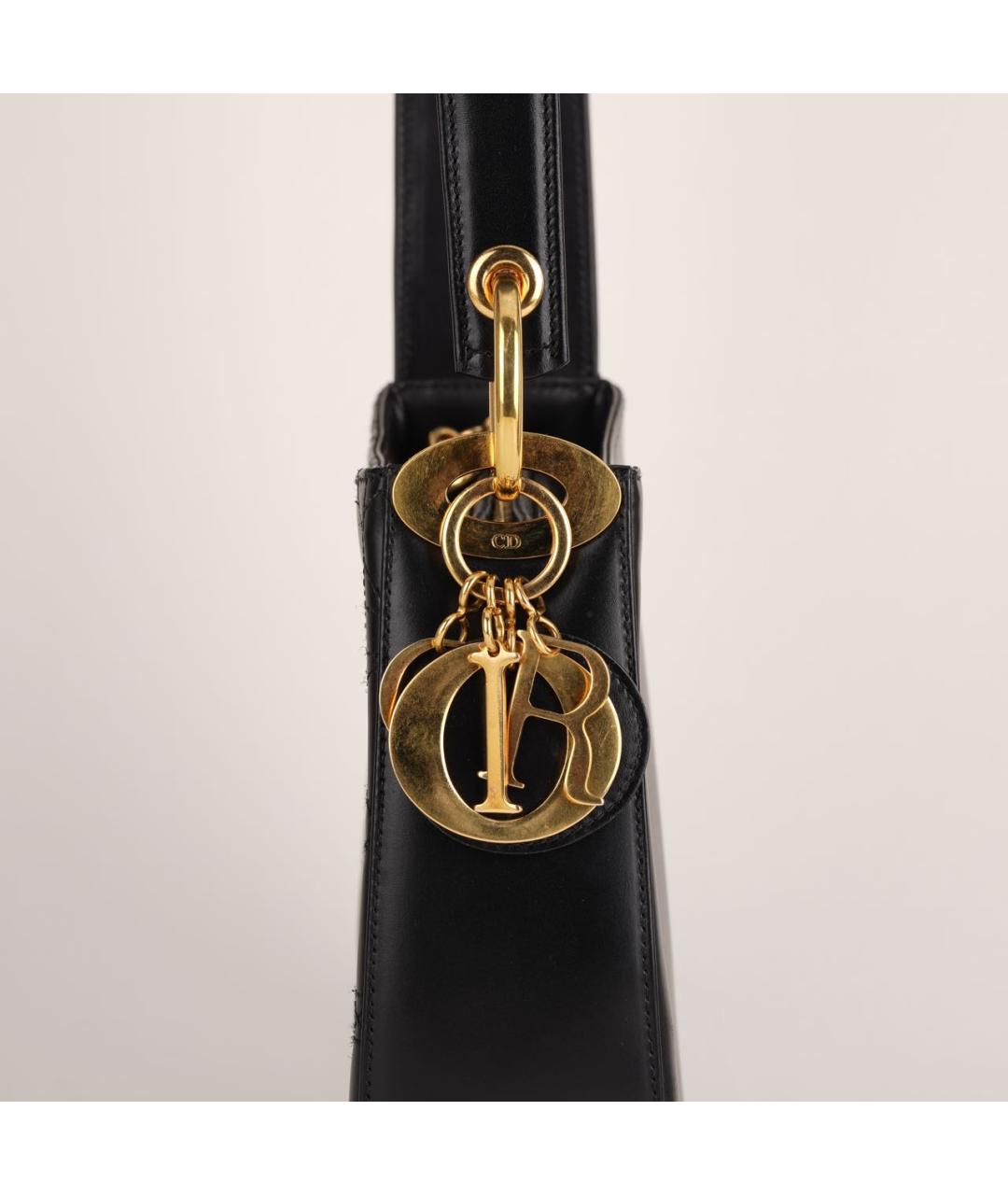 CHRISTIAN DIOR Черная кожаная сумка с короткими ручками, фото 4