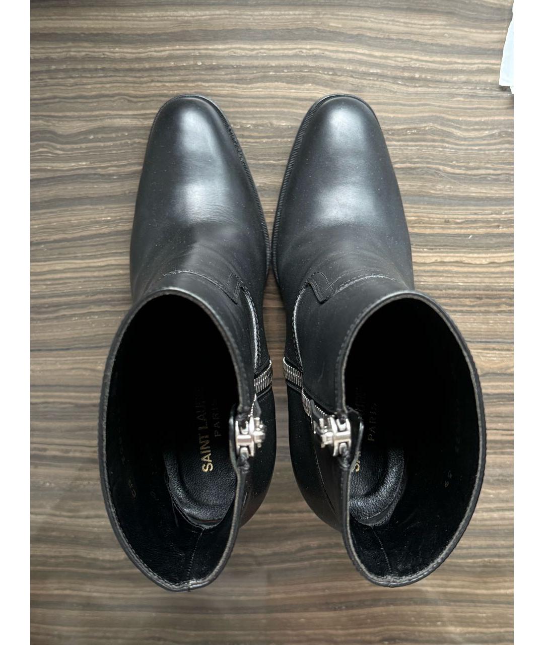 SAINT LAURENT Черные кожаные ботильоны, фото 3