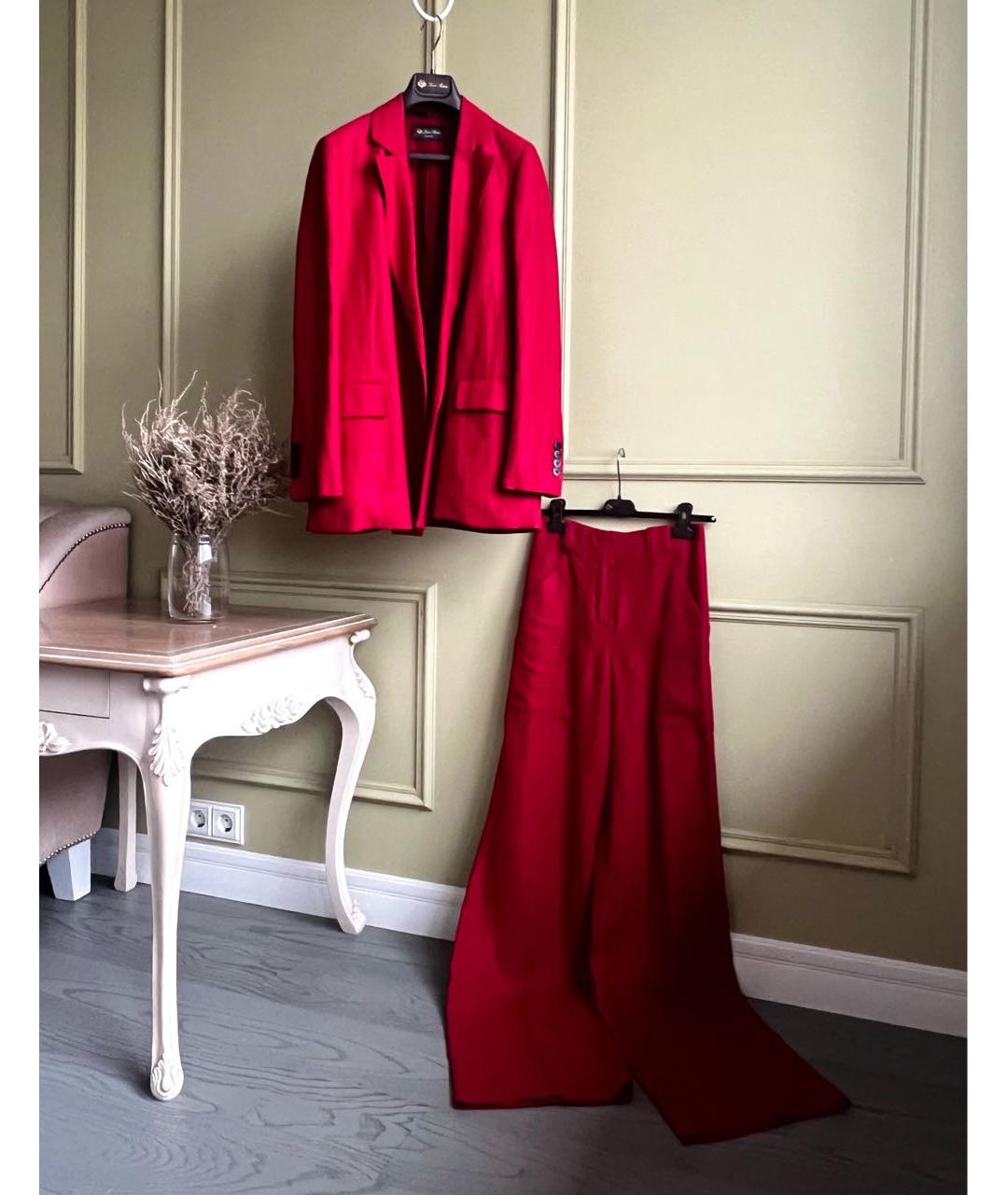 LORO PIANA Красный льняной костюм с брюками, фото 2