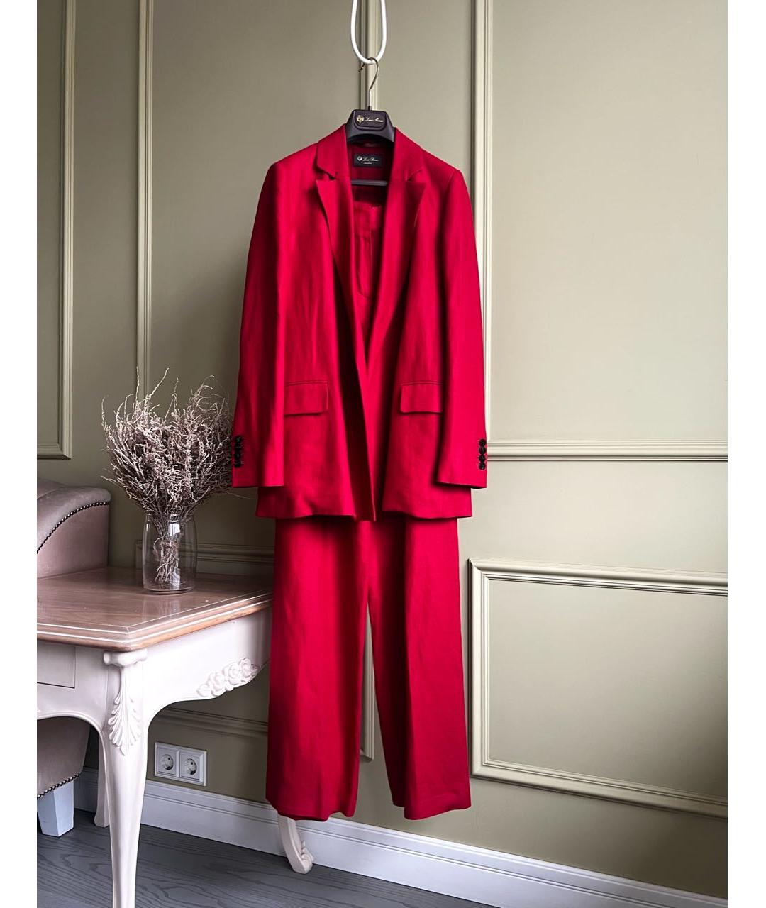 LORO PIANA Красный льняной костюм с брюками, фото 9