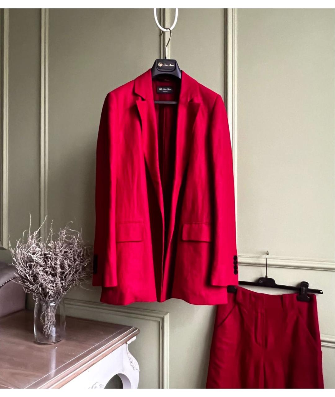 LORO PIANA Красный льняной костюм с брюками, фото 3