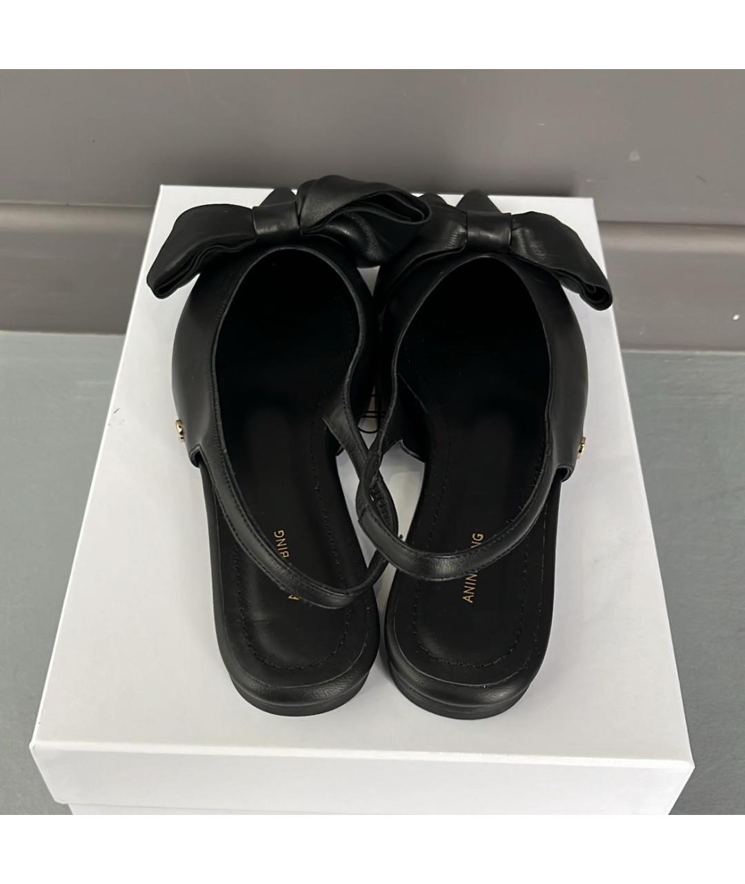 ANINE BING Черные кожаные балетки, фото 2