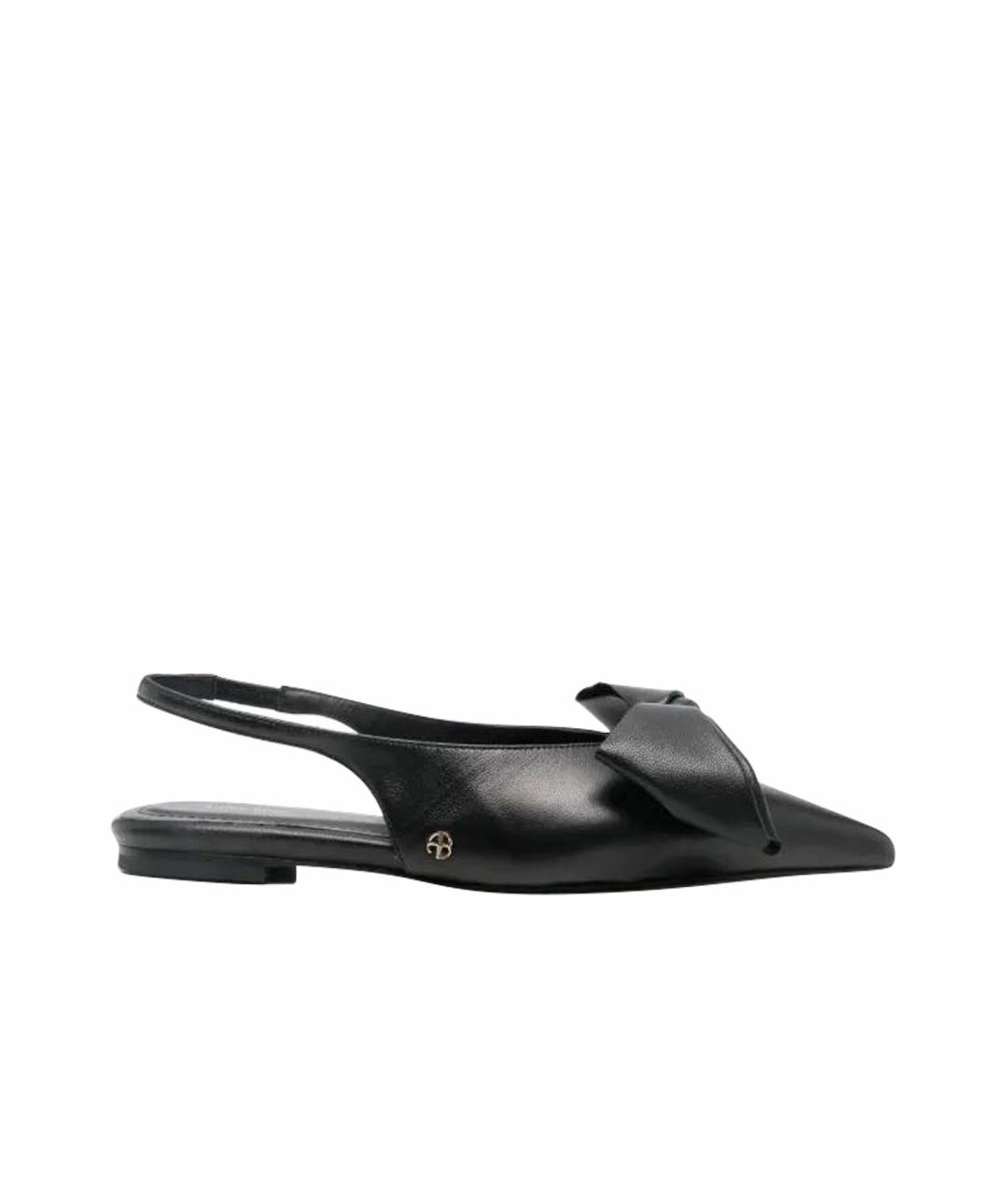 ANINE BING Черные кожаные балетки, фото 1