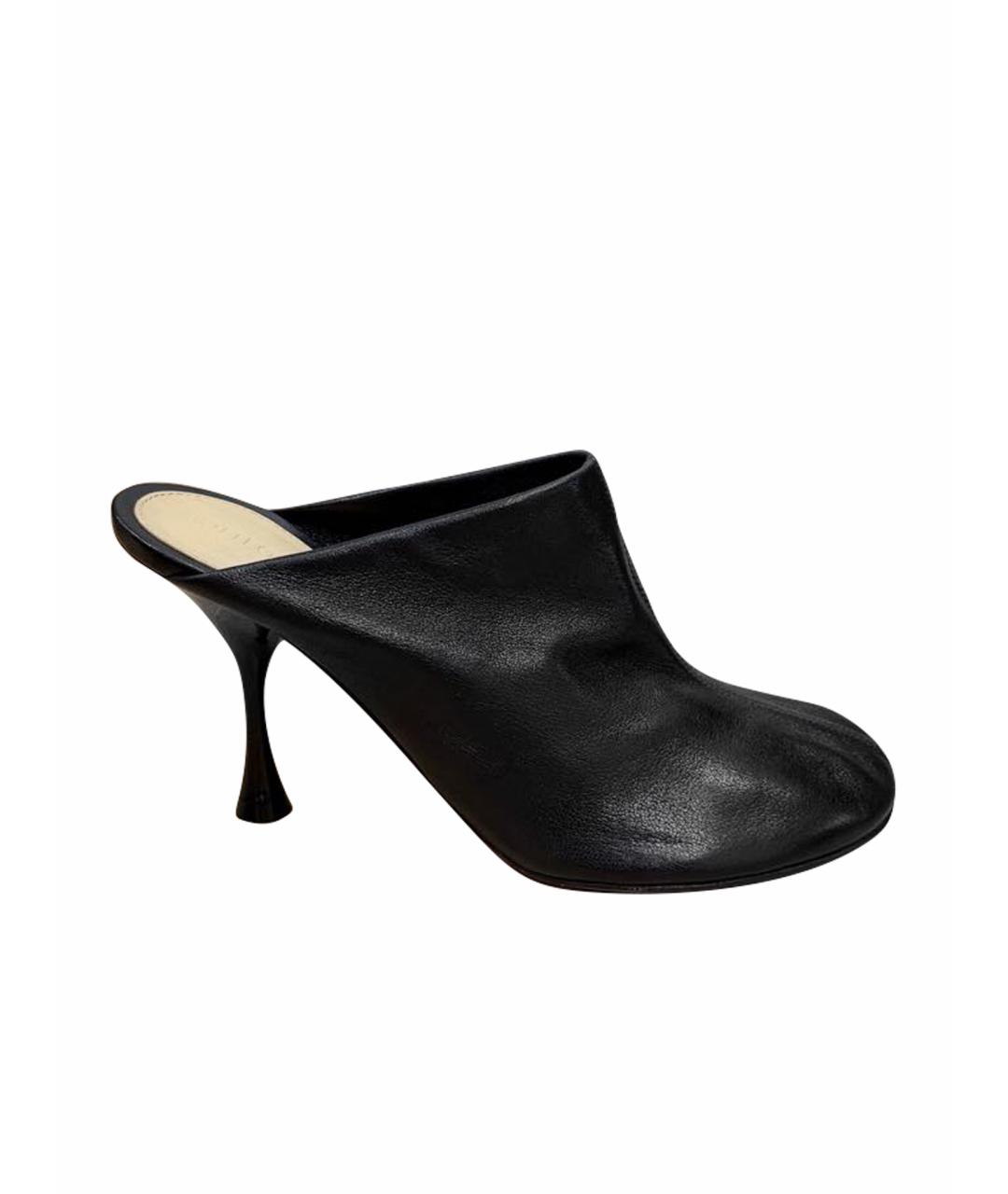 BOTTEGA VENETA Черные кожаные мюли, фото 1