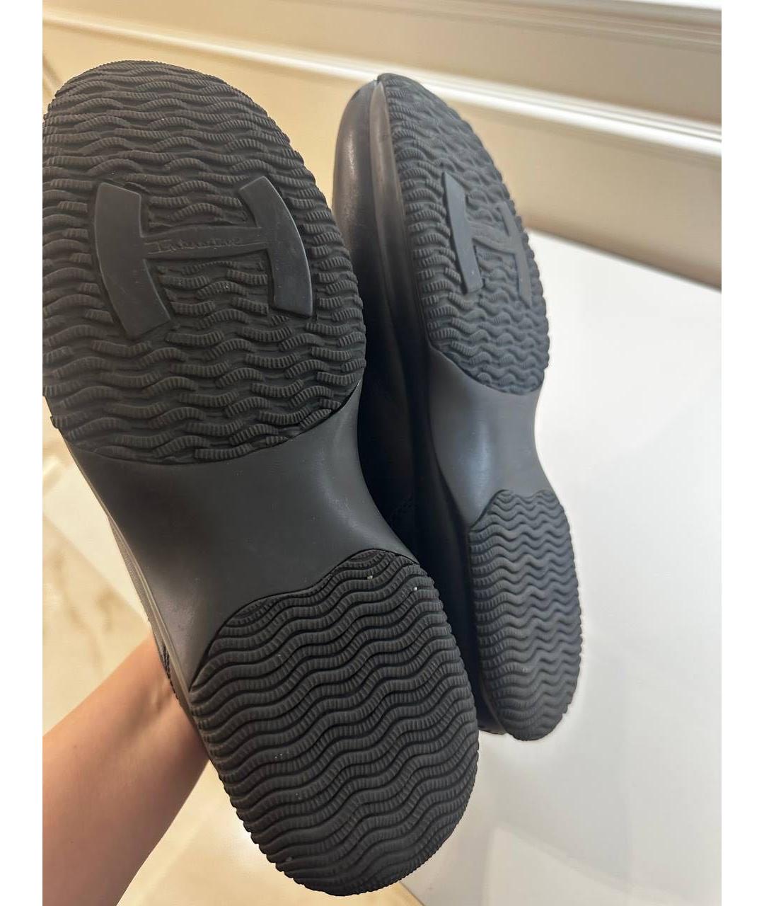 HOGAN Черные кожаные высокие кроссовки / кеды, фото 3