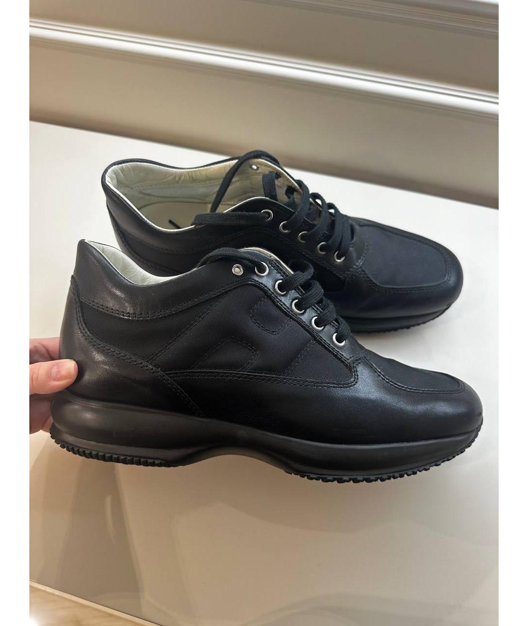 HOGAN Черные кожаные высокие кроссовки / кеды, фото 5