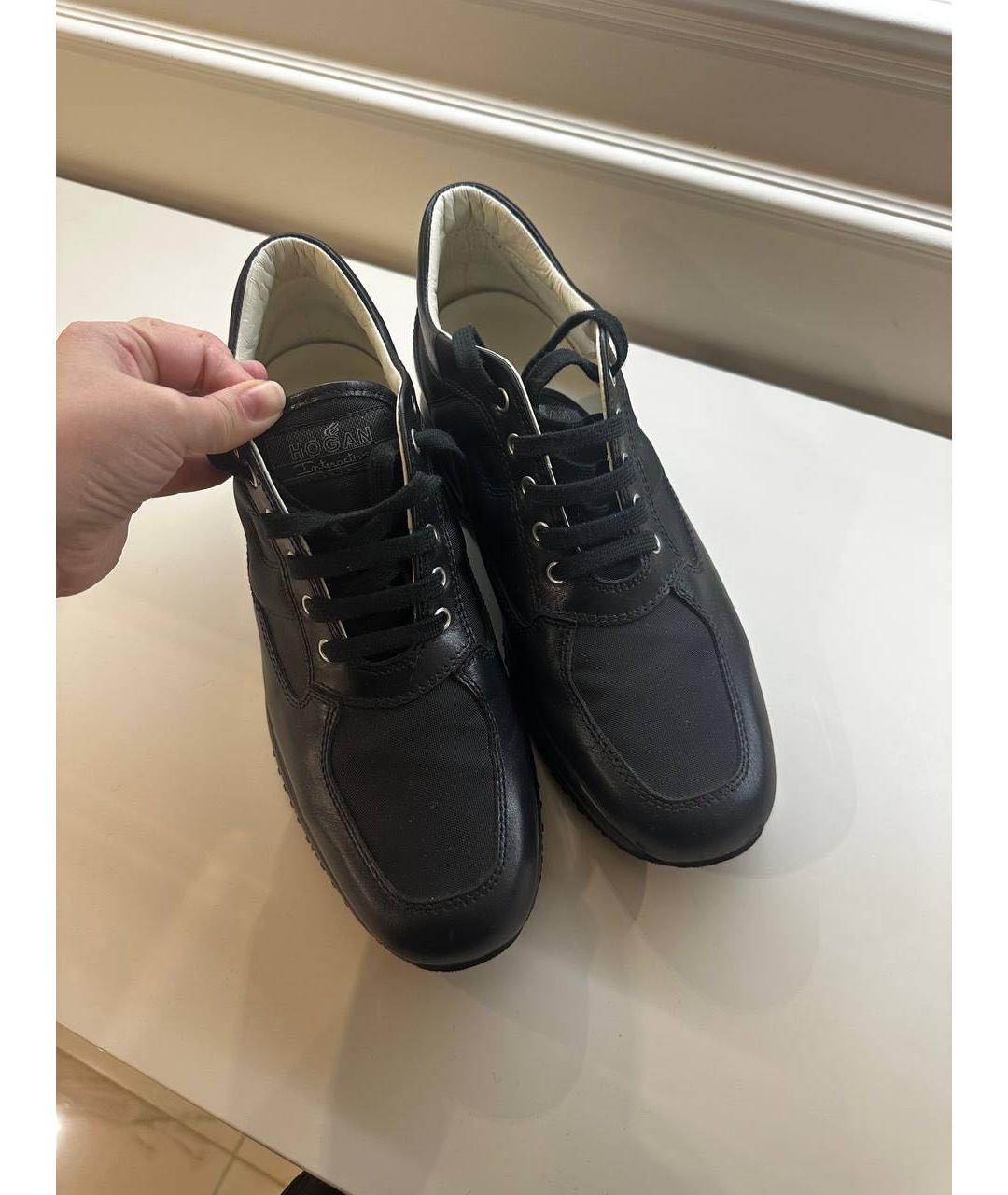 HOGAN Черные кожаные высокие кроссовки / кеды, фото 2
