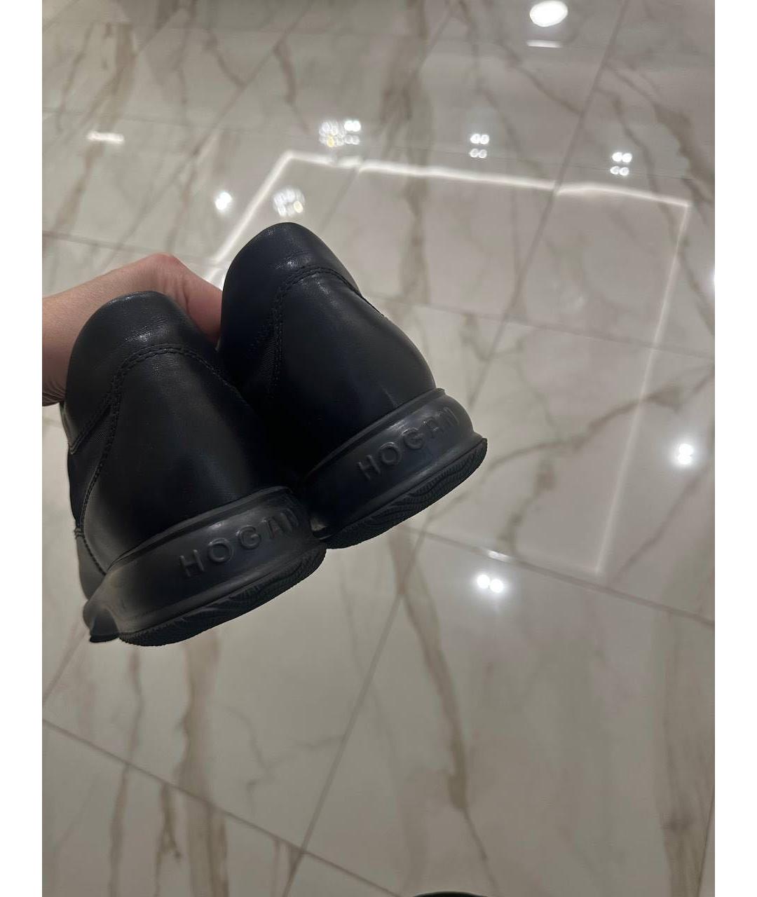 HOGAN Черные кожаные высокие кроссовки / кеды, фото 4