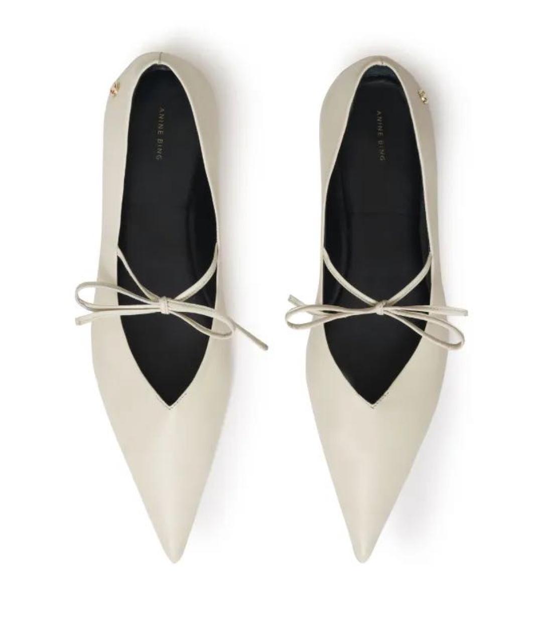 ANINE BING Бежевые кожаные балетки, фото 2