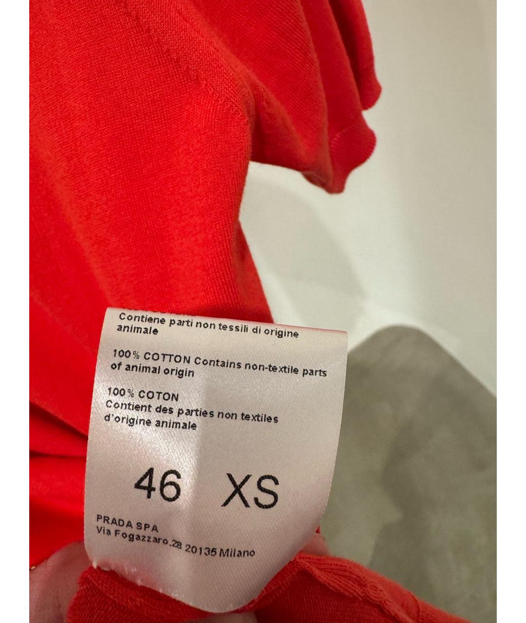 PRADA Красное хлопковое поло с коротким рукавом, фото 4