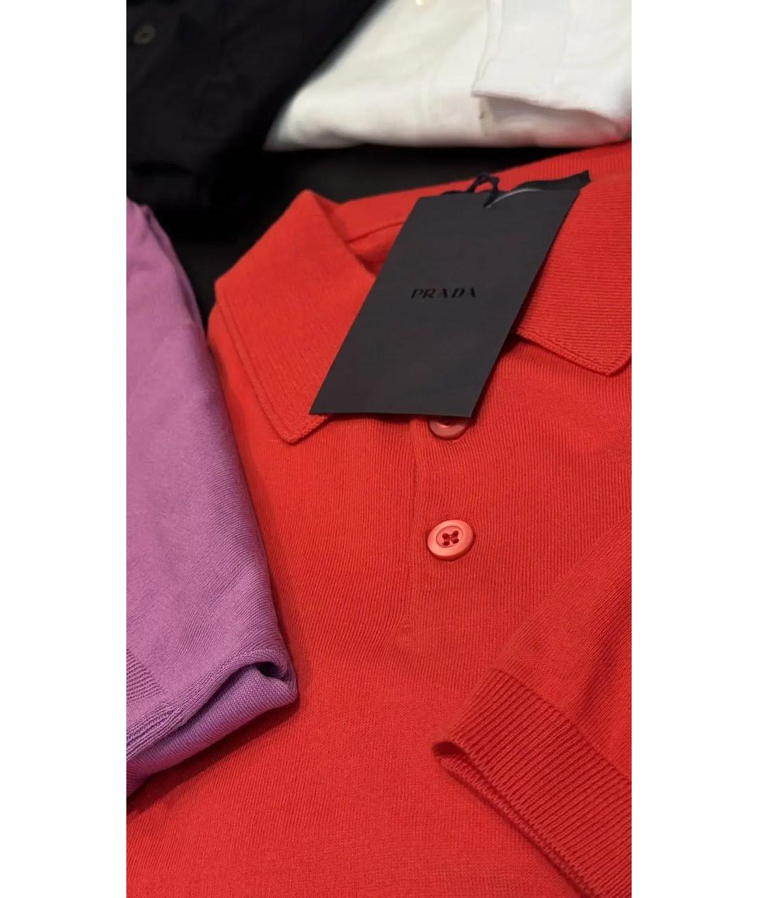 PRADA Красное хлопковое поло с коротким рукавом, фото 5