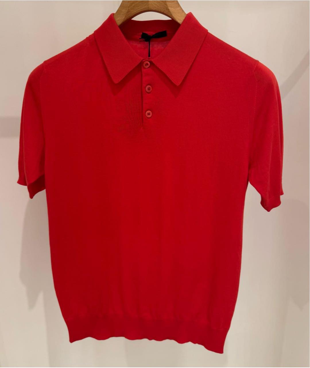 PRADA Красное хлопковое поло с коротким рукавом, фото 6