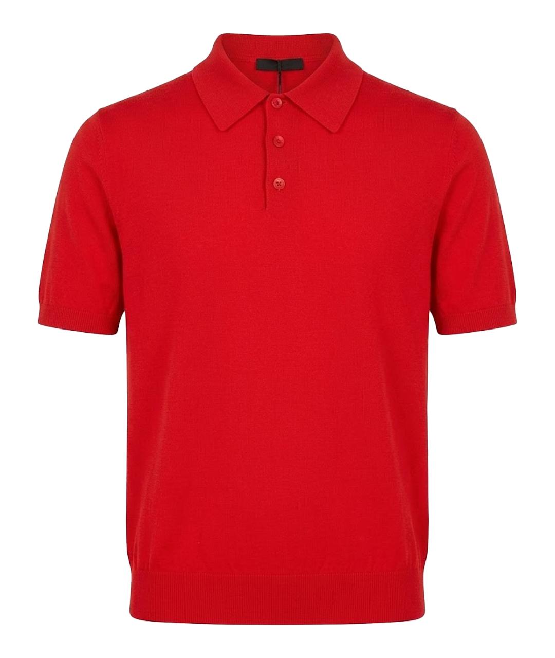 PRADA Красное хлопковое поло с коротким рукавом, фото 1