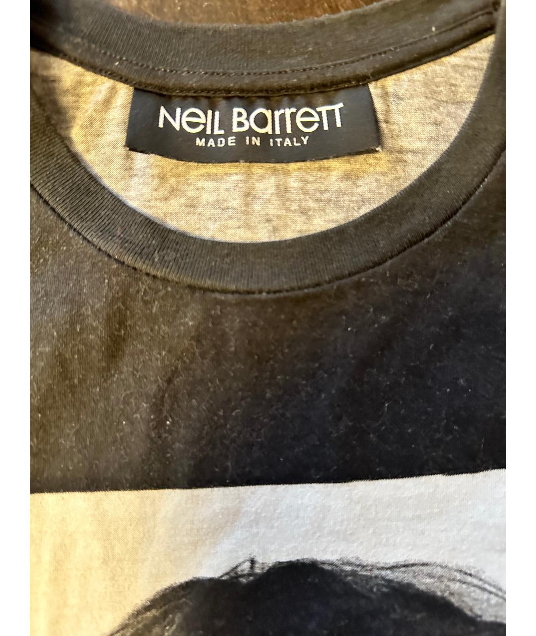 NEIL BARRETT Черная хлопковая футболка, фото 3