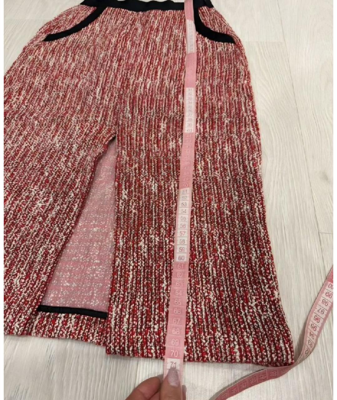 MAJE Красная твидовая юбка миди, фото 7