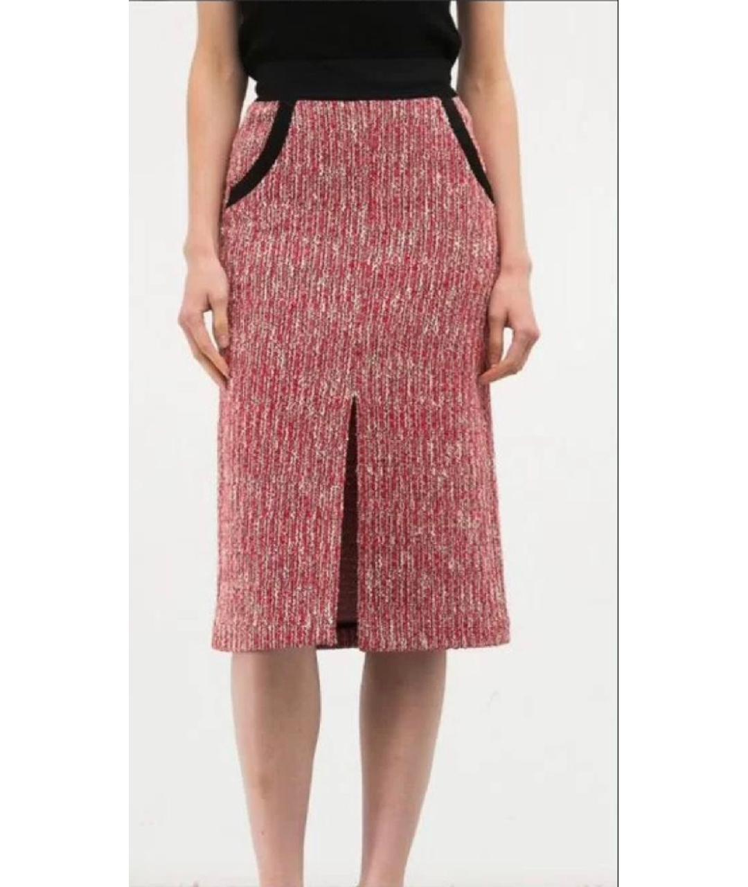 MAJE Красная твидовая юбка миди, фото 4