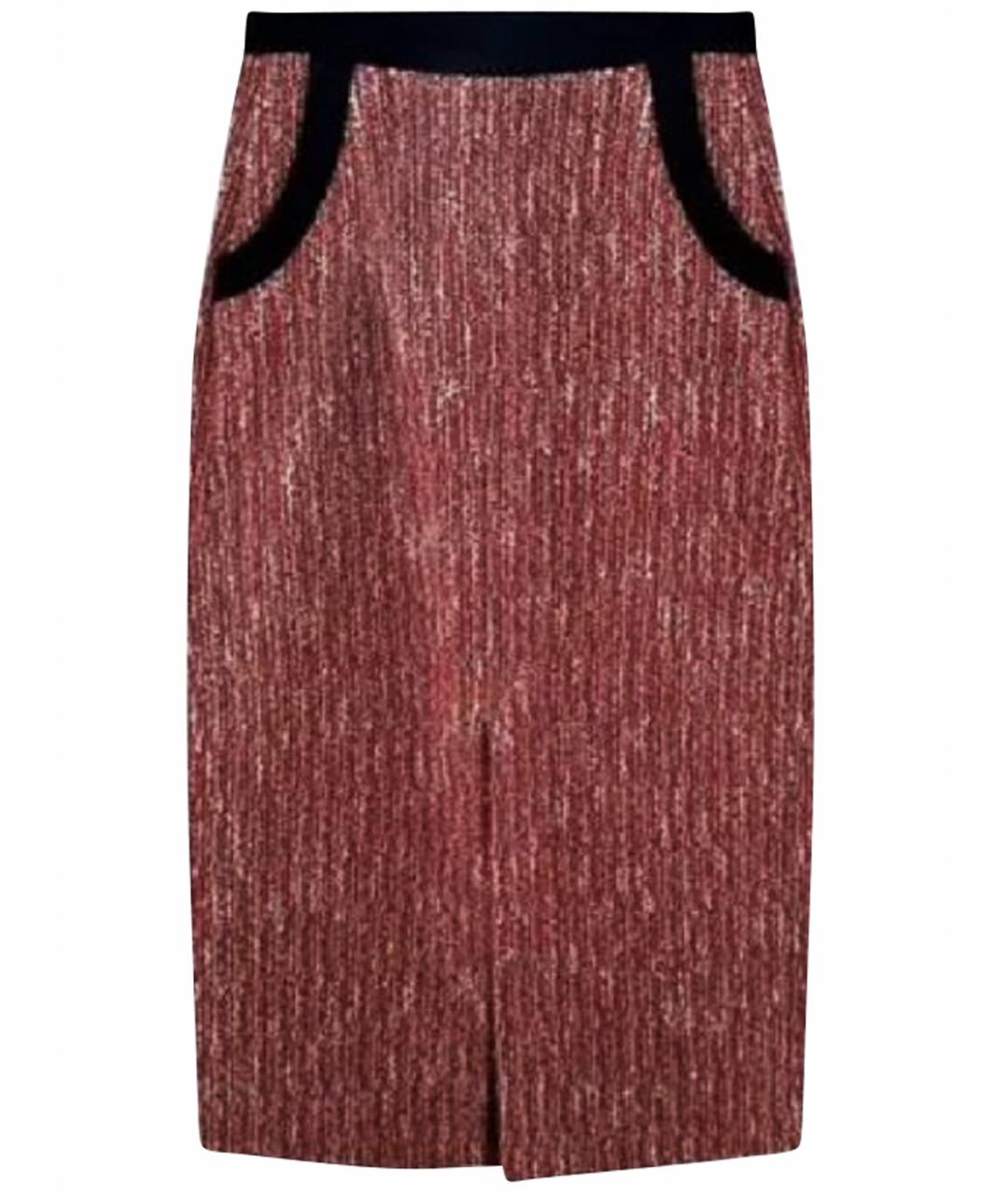 MAJE Красная твидовая юбка миди, фото 1