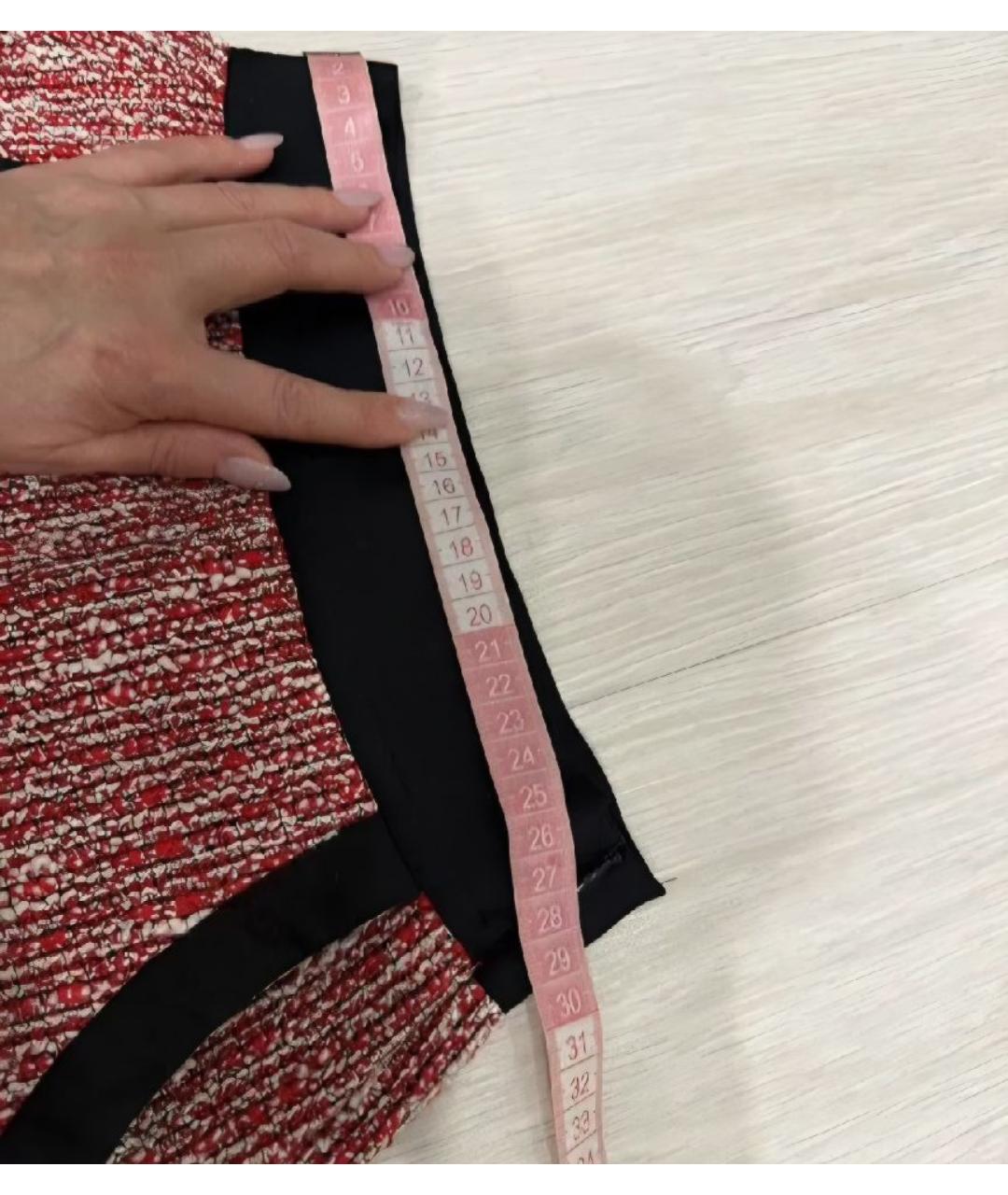 MAJE Красная твидовая юбка миди, фото 6