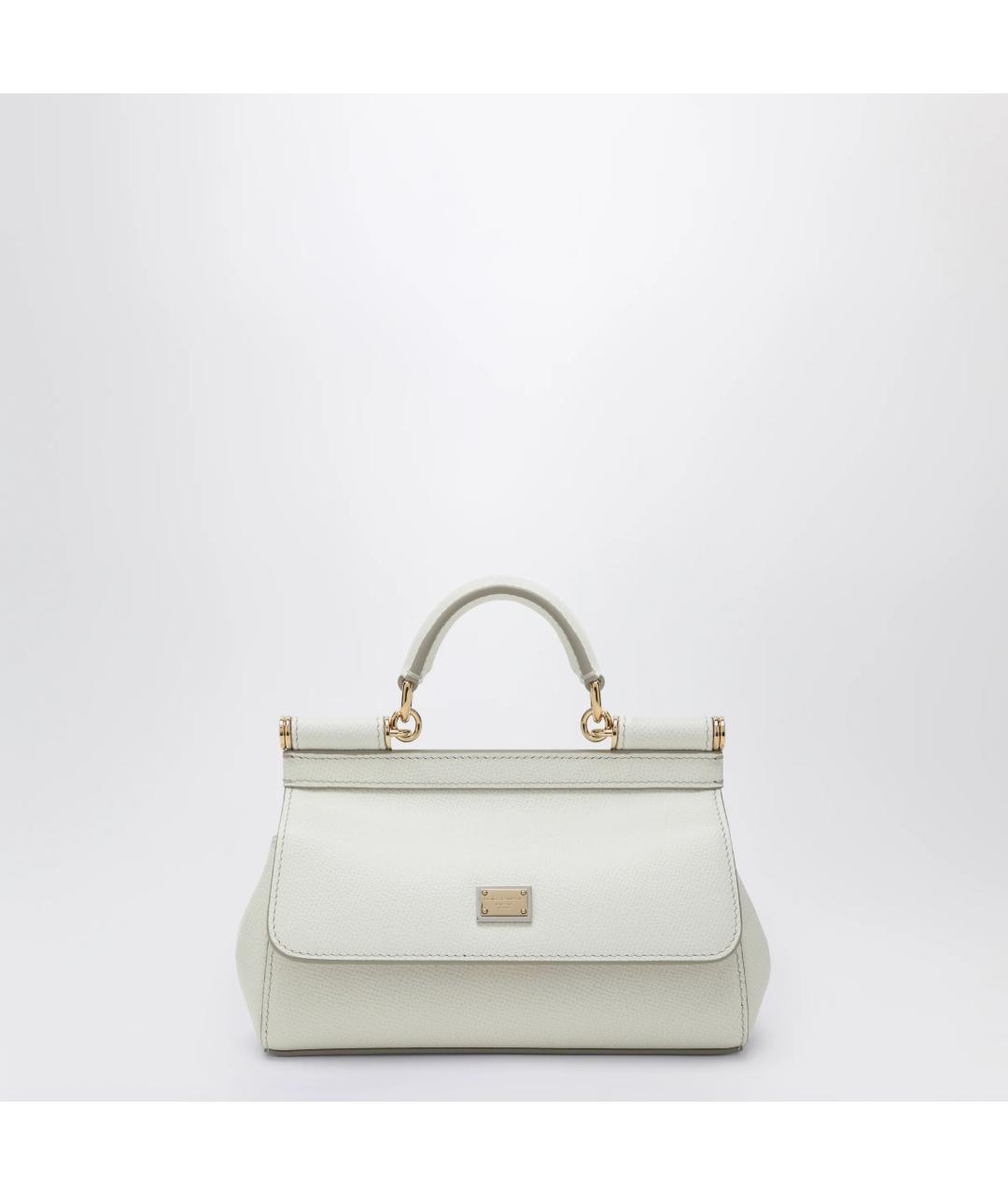 DOLCE&GABBANA Белая кожаная сумка тоут, фото 3