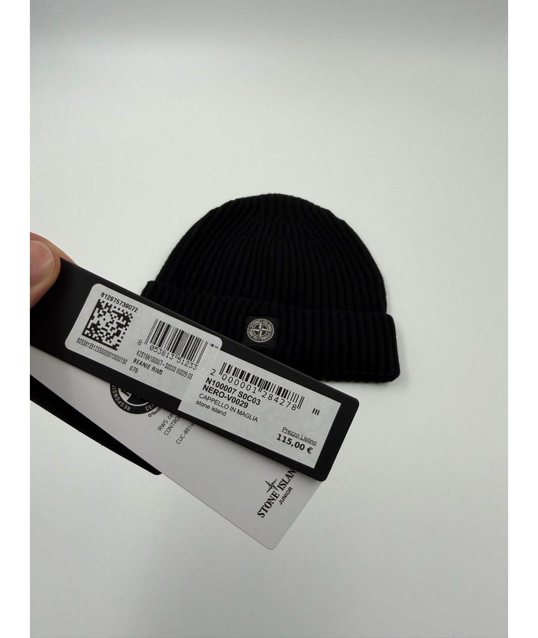 STONE ISLAND Черная шерстяная шапка, фото 4