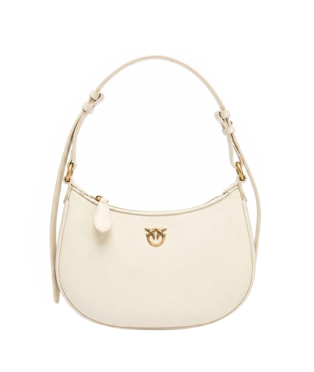 PINKO Бежевая кожаная сумка с короткими ручками, фото 1