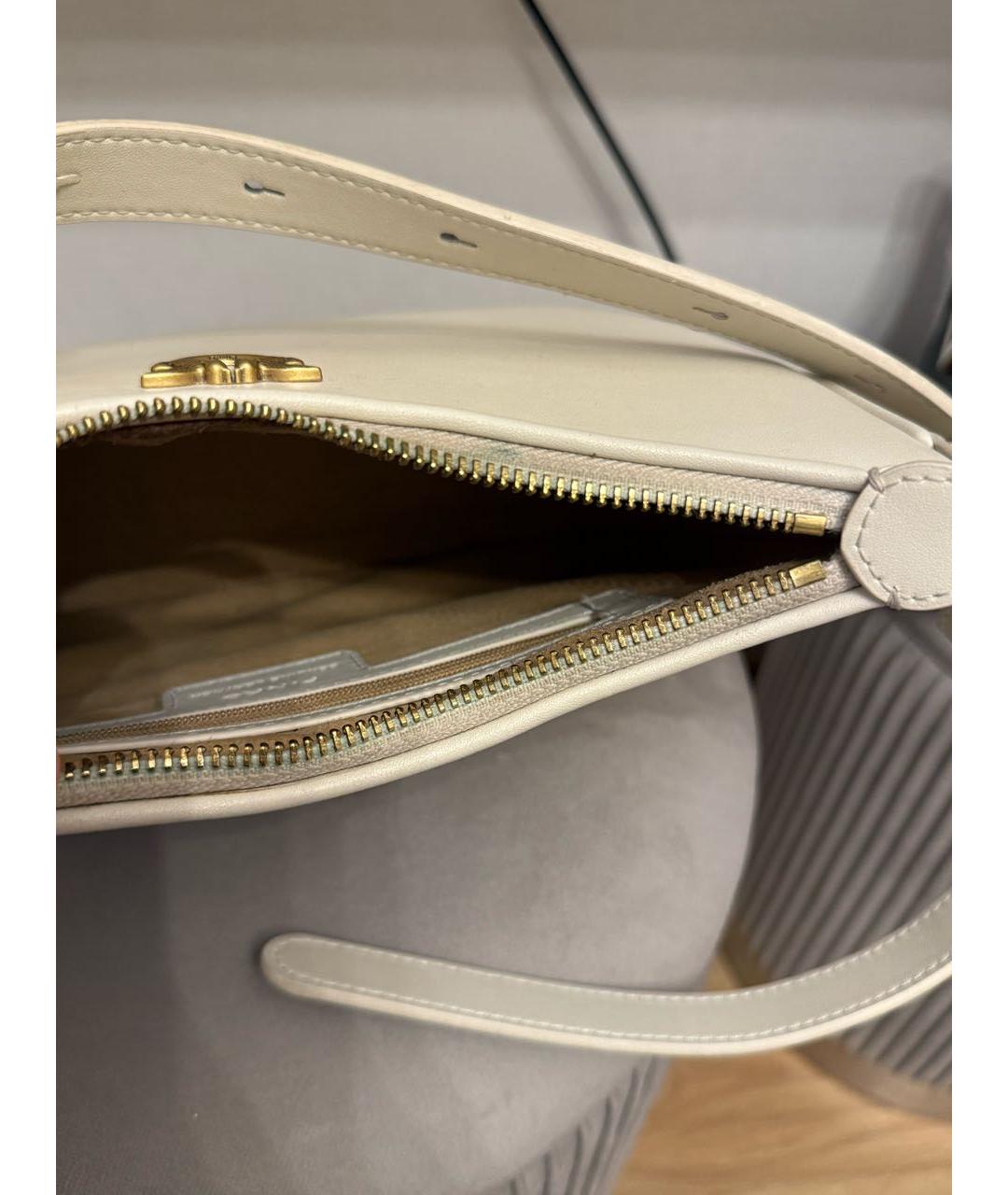 PINKO Бежевая кожаная сумка с короткими ручками, фото 4
